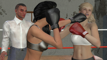 Картинка 3д+графика спорт+ sport взгляд фон ринг бокс девушки