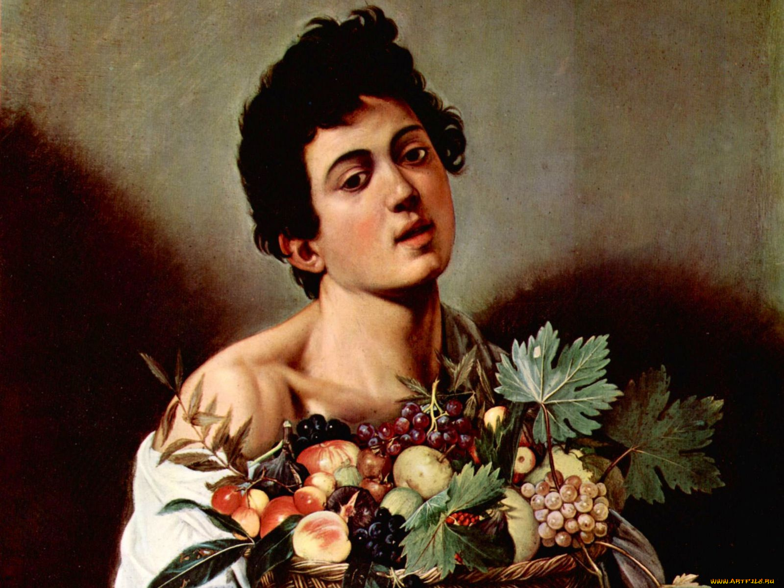 boy, with, fruit, basket, by, caravaggio, рисованные, фрукты, корзина, мальчик