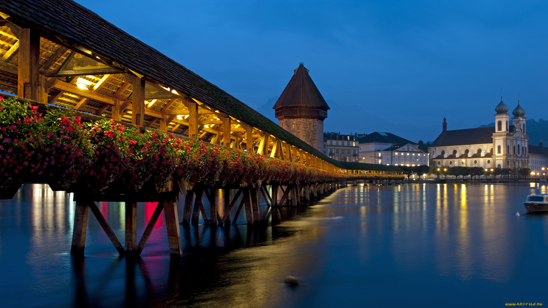 chapel, bridge, luzern, switzerland, города, мосты