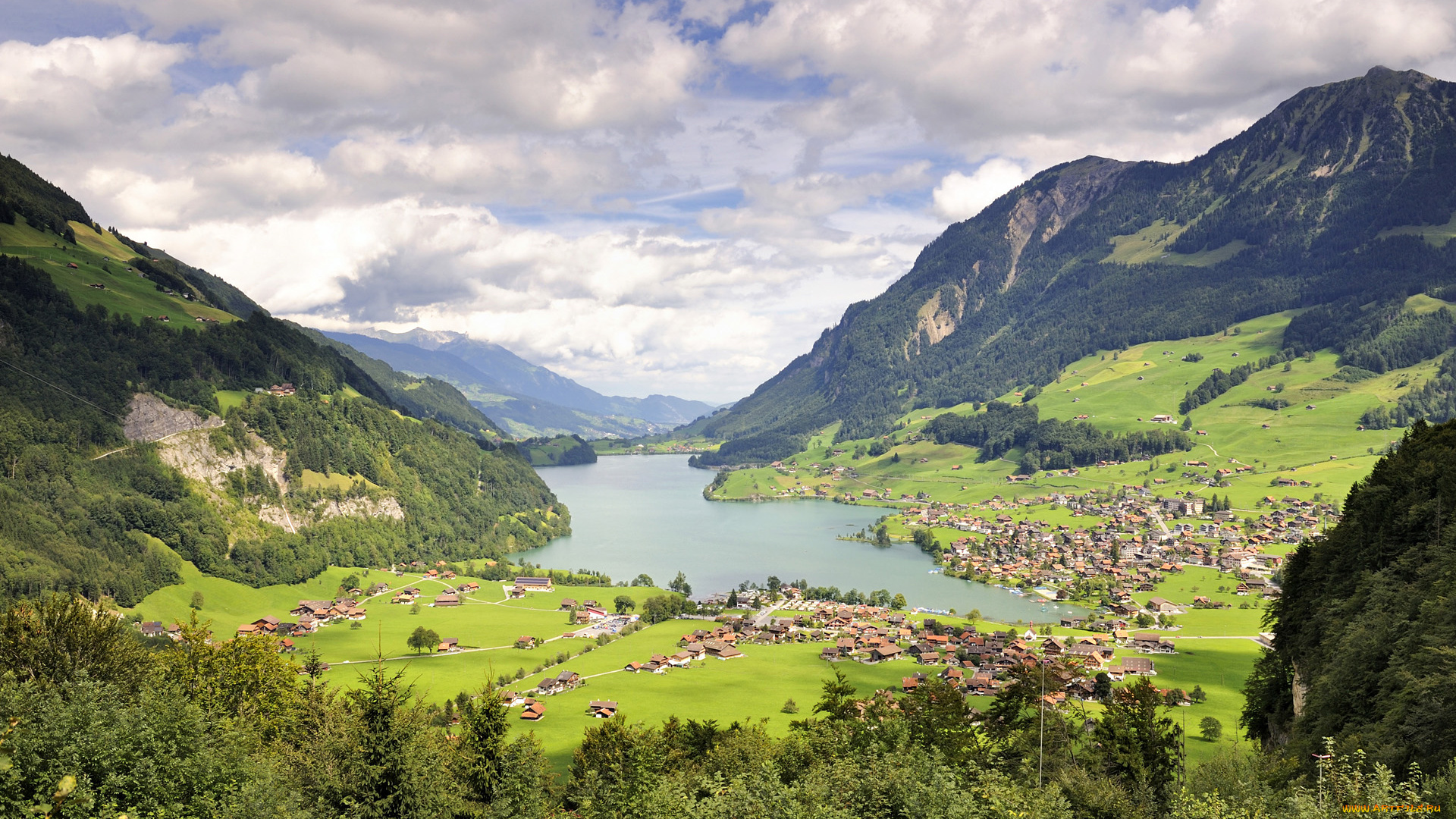 sameraatal, valley, obwalden, switzerland, природа, пейзажи, облака, озеро