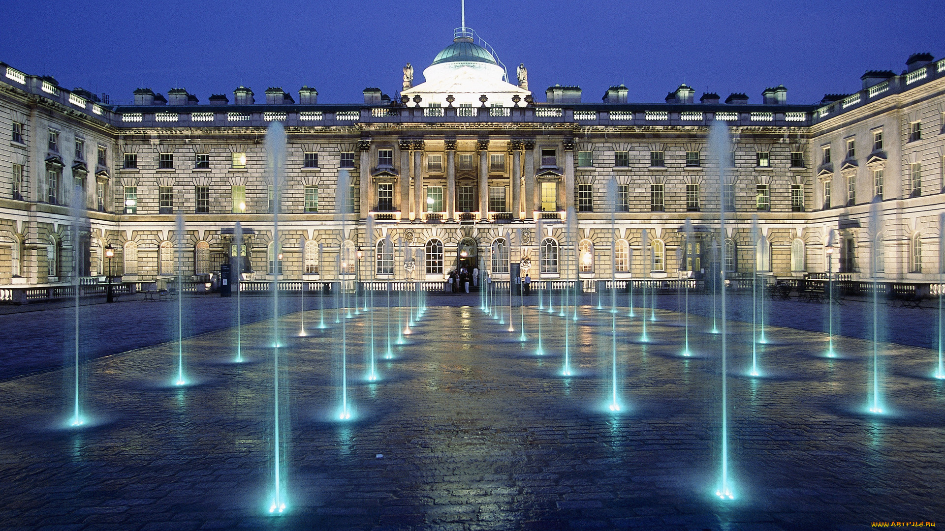 somerset, house, london, england, города, лондон, великобритания, фонтан