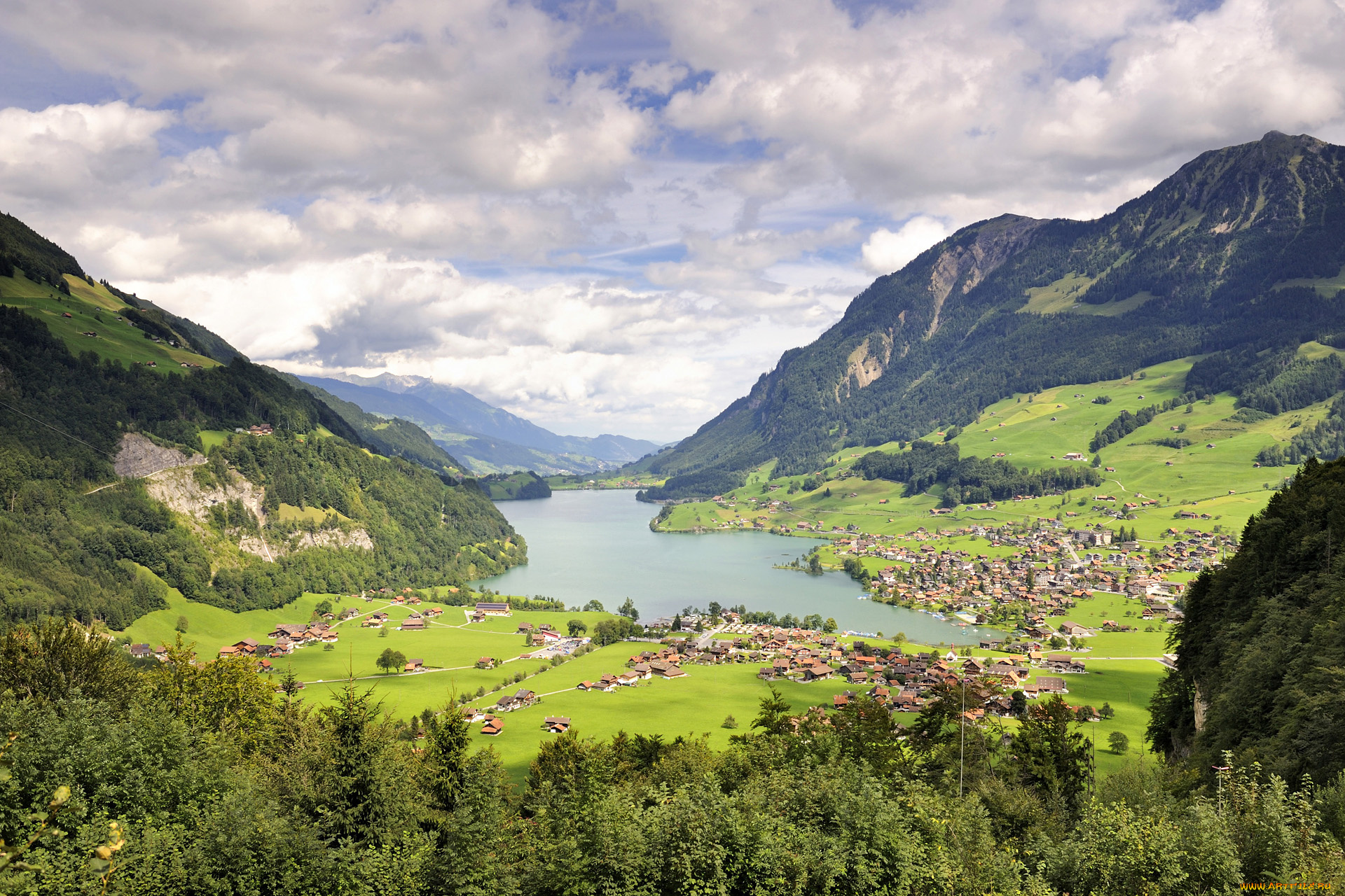 sameraatal, valley, obwalden, switzerland, природа, пейзажи, облака, озеро