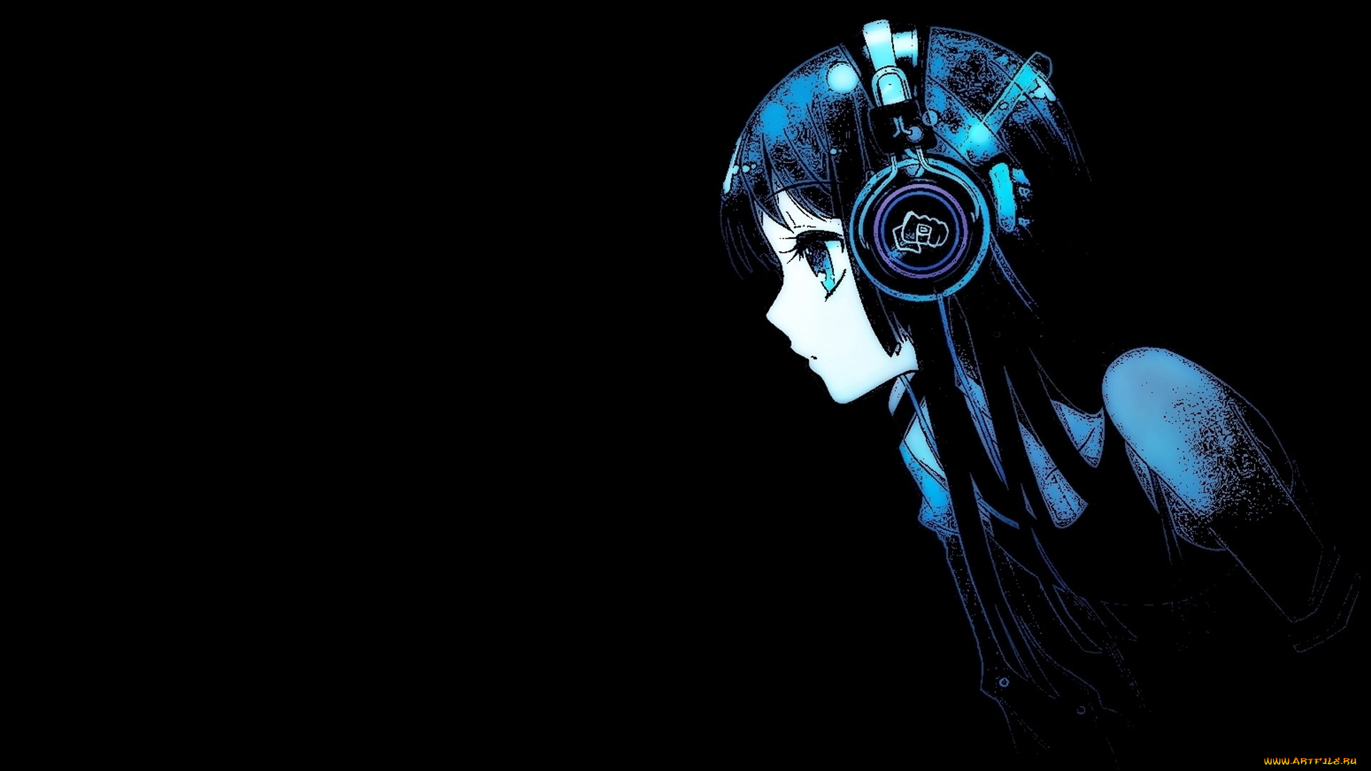 аниме, headphones, instrumental, девушка