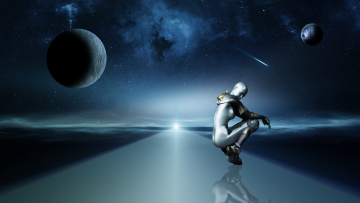 Картинка 3д графика fantasy фантазия планеты человек звезды