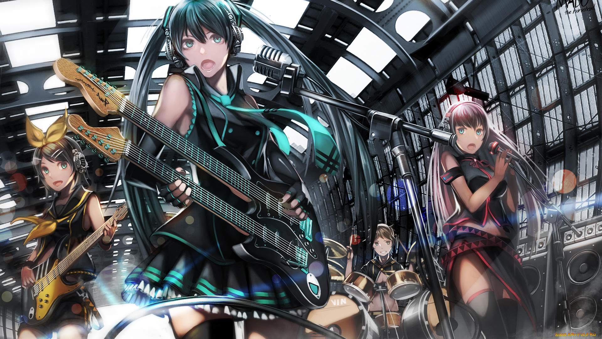 by, madu, аниме, vocaloid, kagamine, len, rin, hatsune, miku, megurine, luka