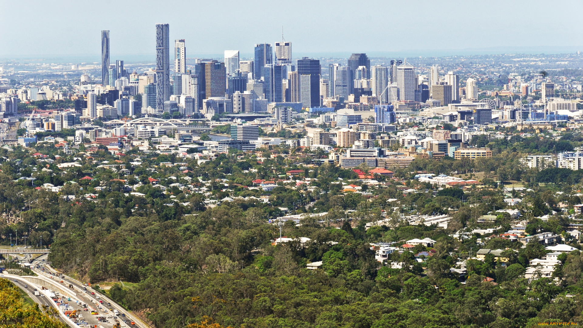 brisbane, австралия, города, -, панорамы, brisbane, панорама, австралия, дома