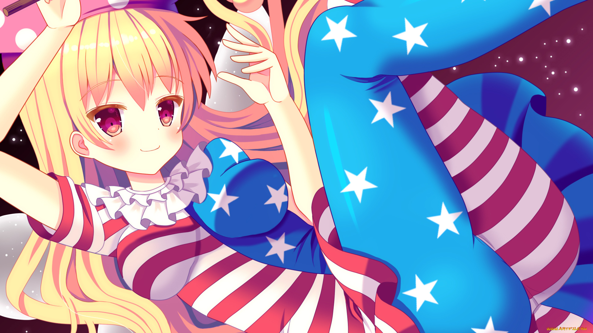 аниме, touhou, арт, hazakura, satsuki, девочка, clownpiece