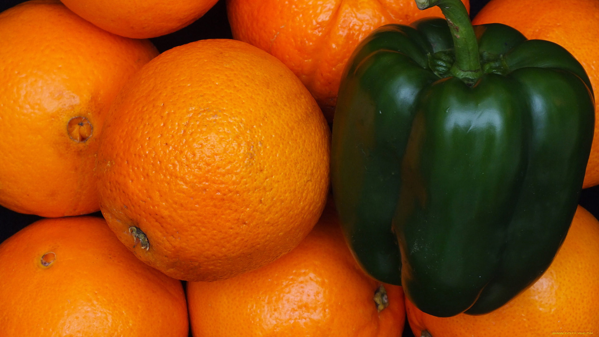 еда, фрукты, и, овощи, вместе, перчик, апельсины