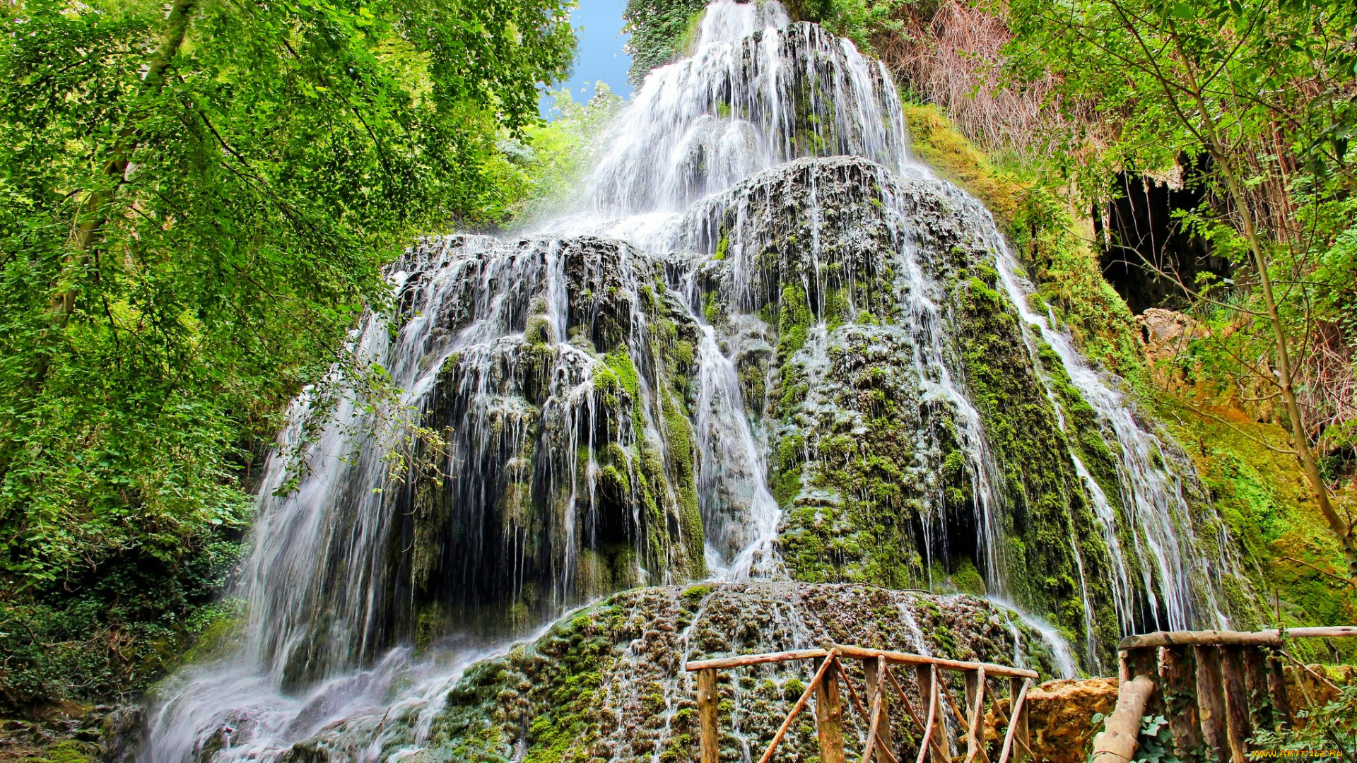 природа, водопады, водопад, река, лес