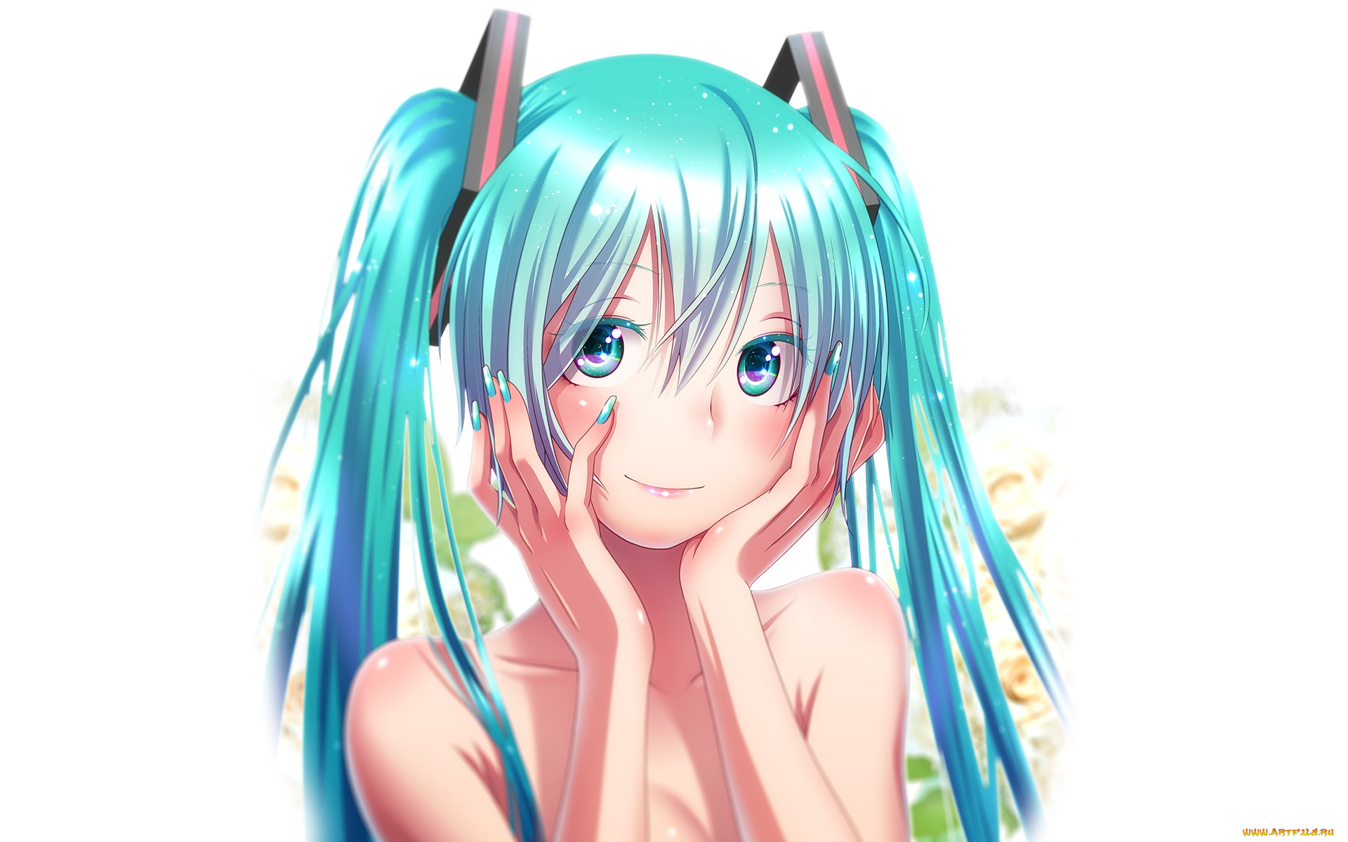 аниме, vocaloid, hatsune, miku, взгляд, девочка, takouji, арт