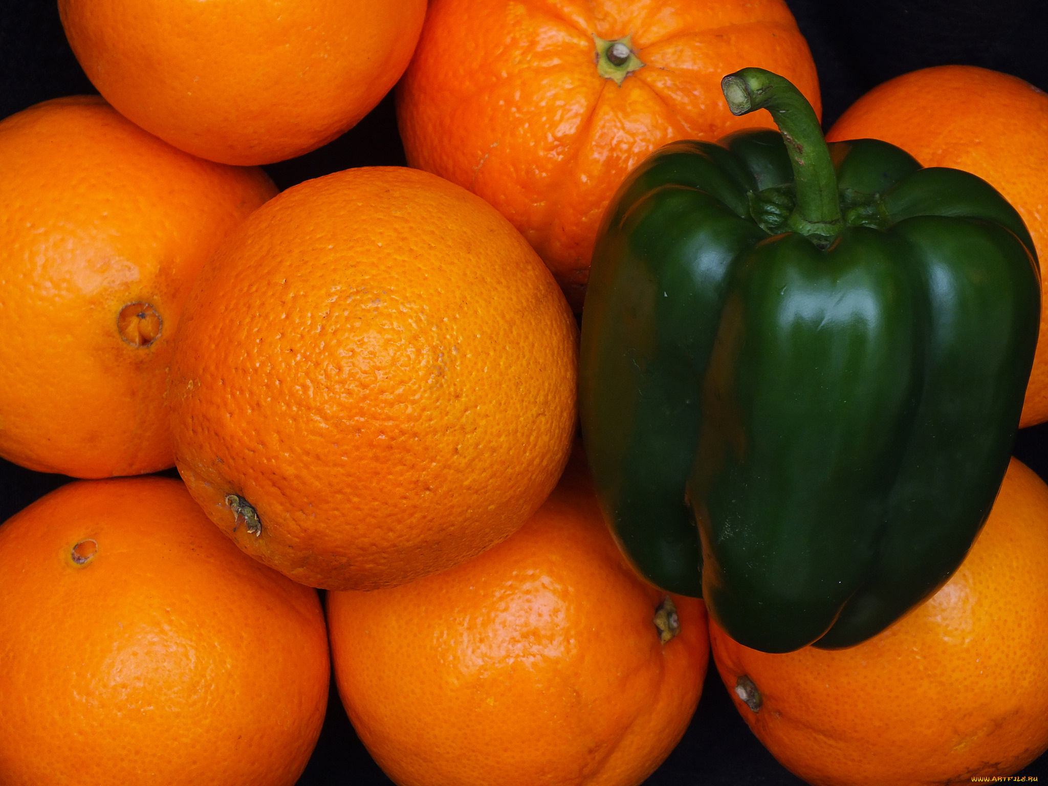 еда, фрукты, и, овощи, вместе, перчик, апельсины