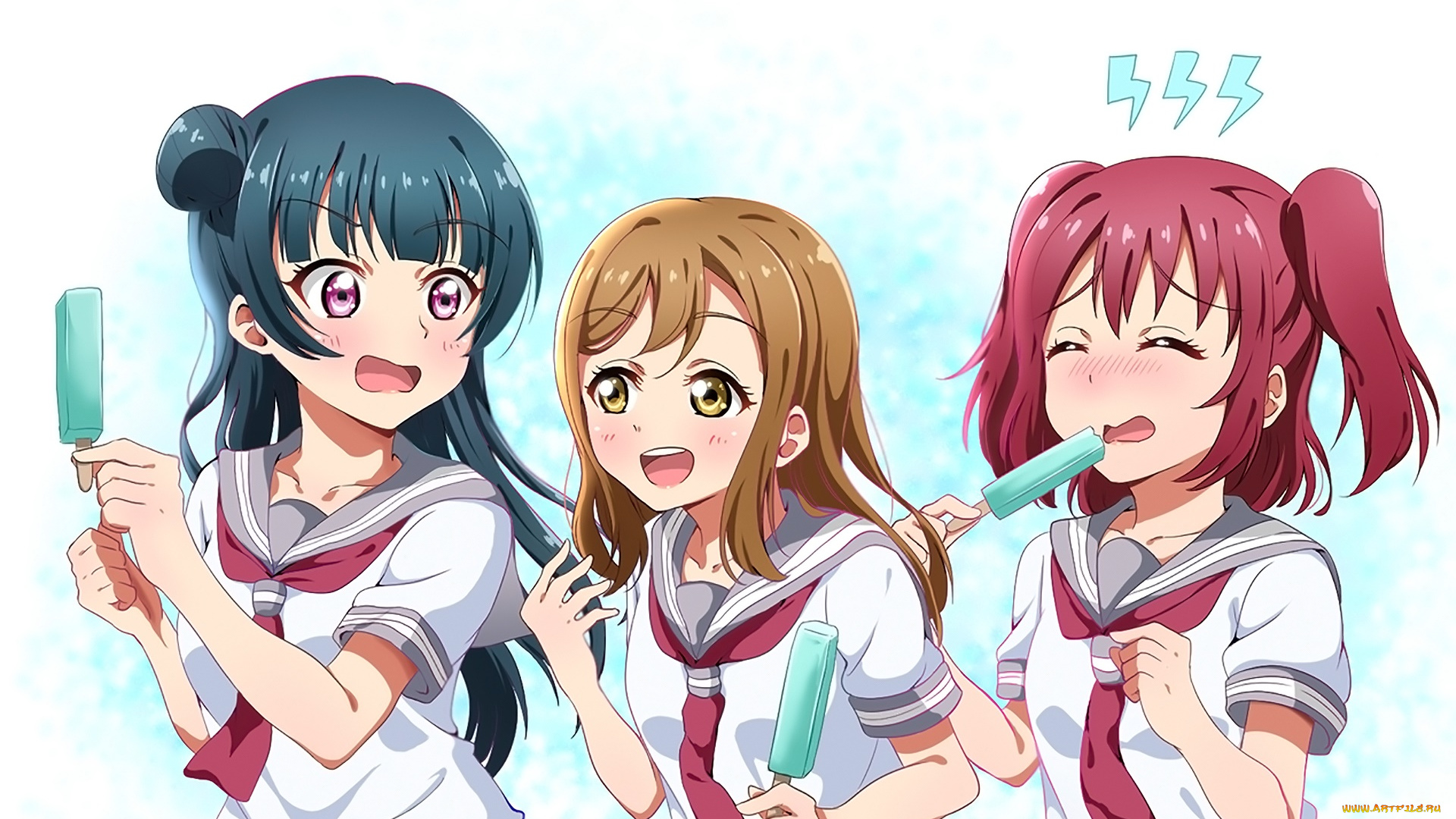 аниме, love, live, , school, idol, project, взгляд, фон, девушки