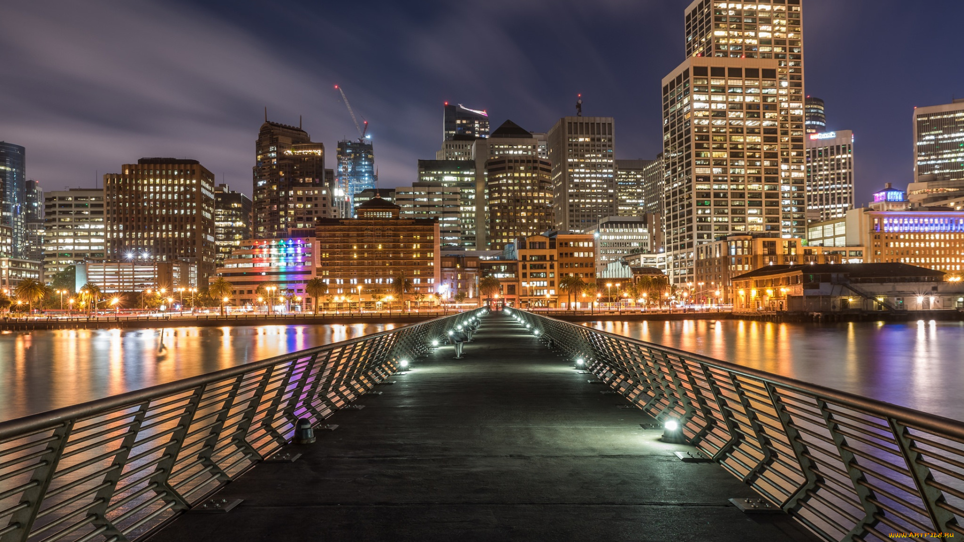 downtown, skyline, , san, francisco, города, сан-франциско, , сша, панорама, ночь, небоскребы