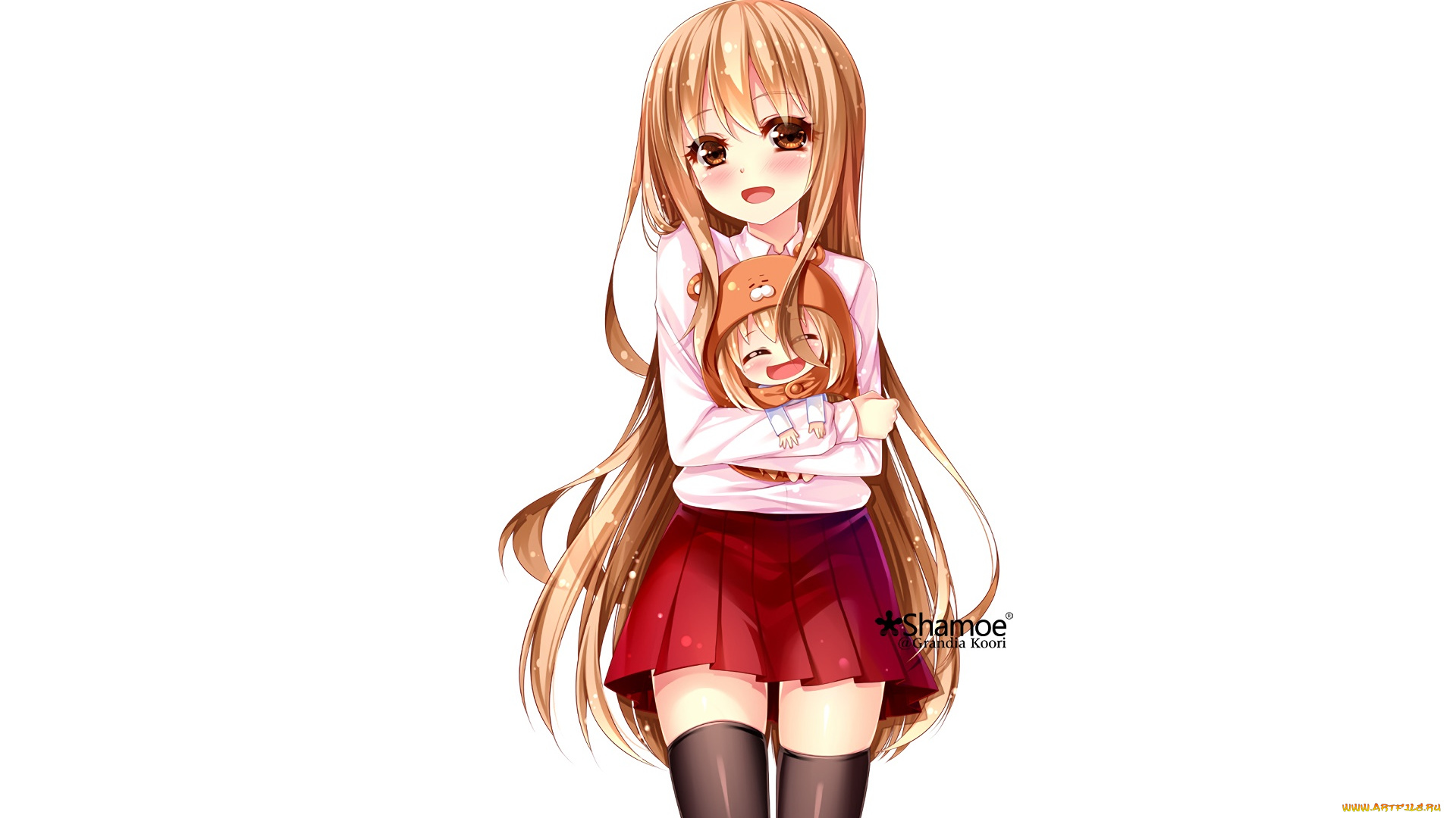 himouto, umaru-chan, аниме, девушка, взгляд, фон