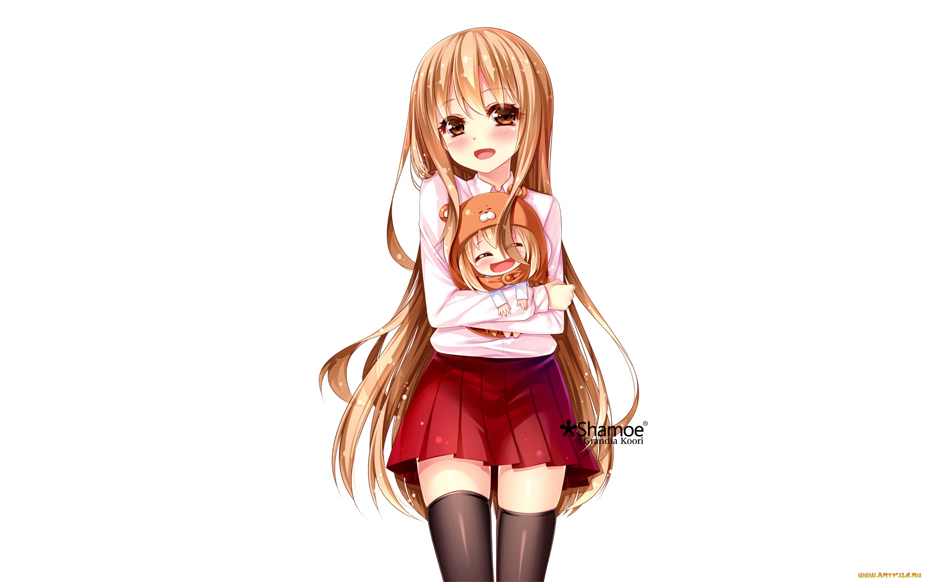 himouto, umaru-chan, аниме, девушка, взгляд, фон