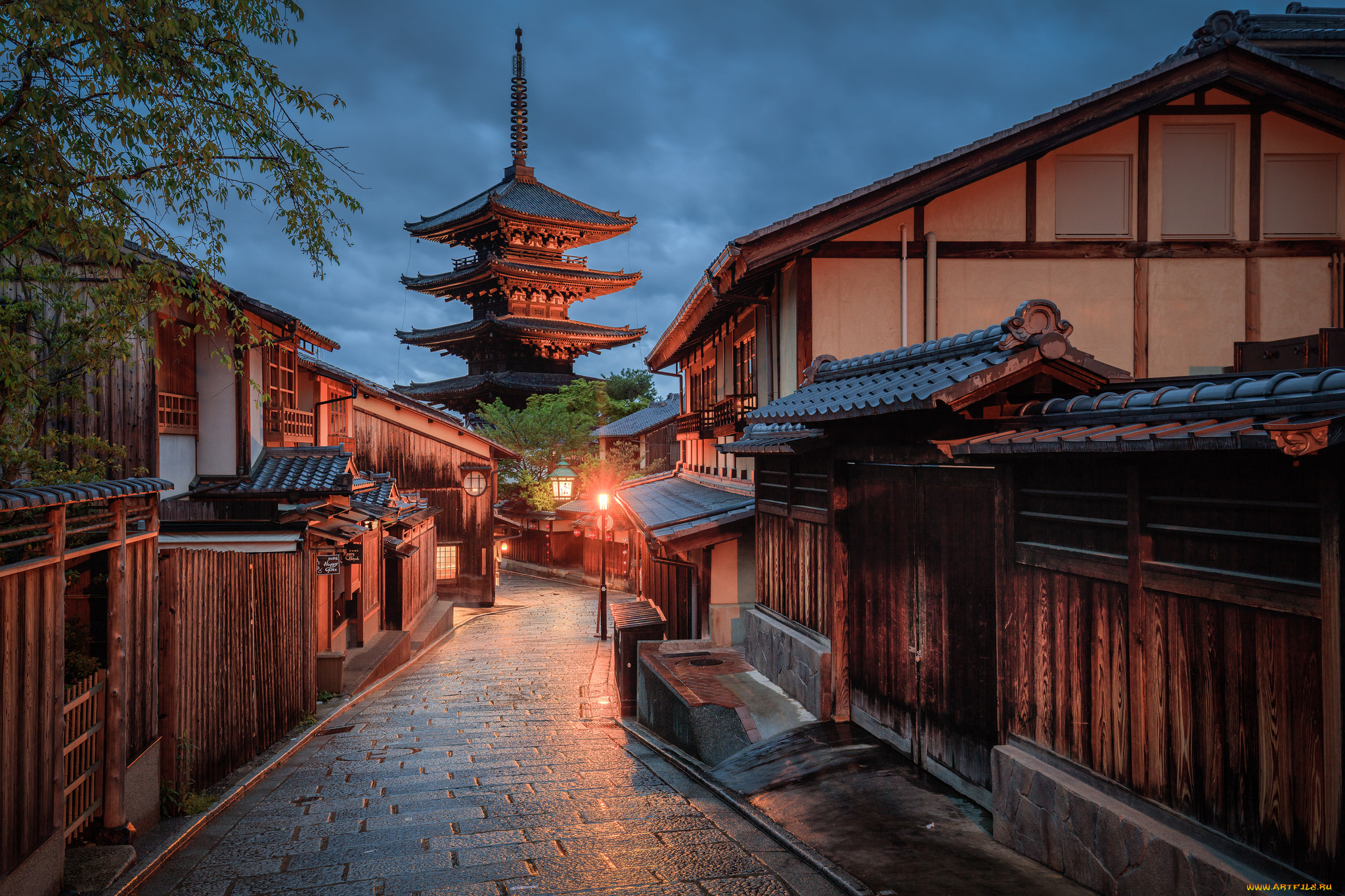 kyoto, at, night, города, киото, , Япония, улица, ночь, огни