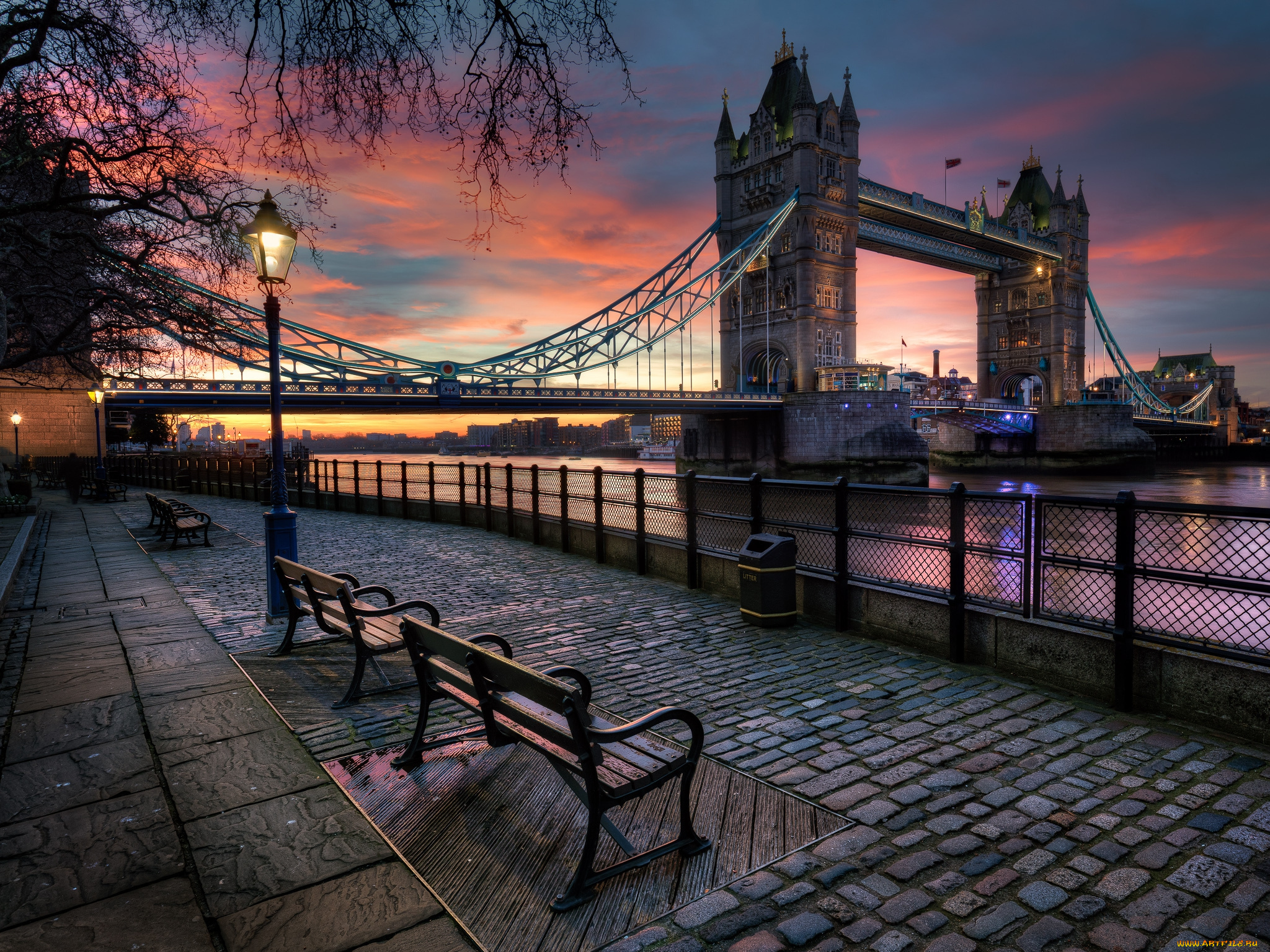 tower, bridge, города, лондон, , великобритания, мост, набережная, река