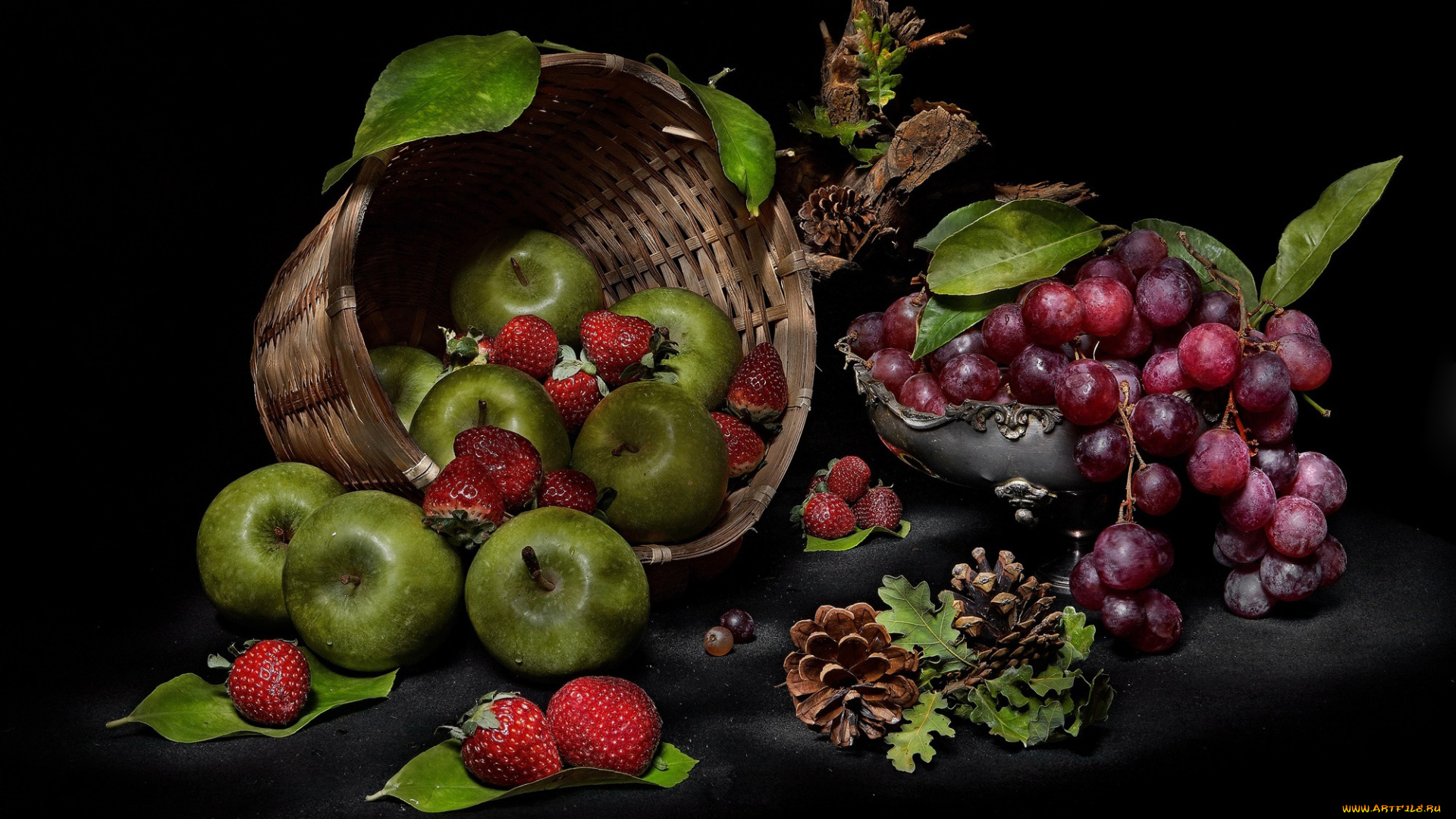 еда, фрукты, , ягоды, виноград, клубника, яблоки