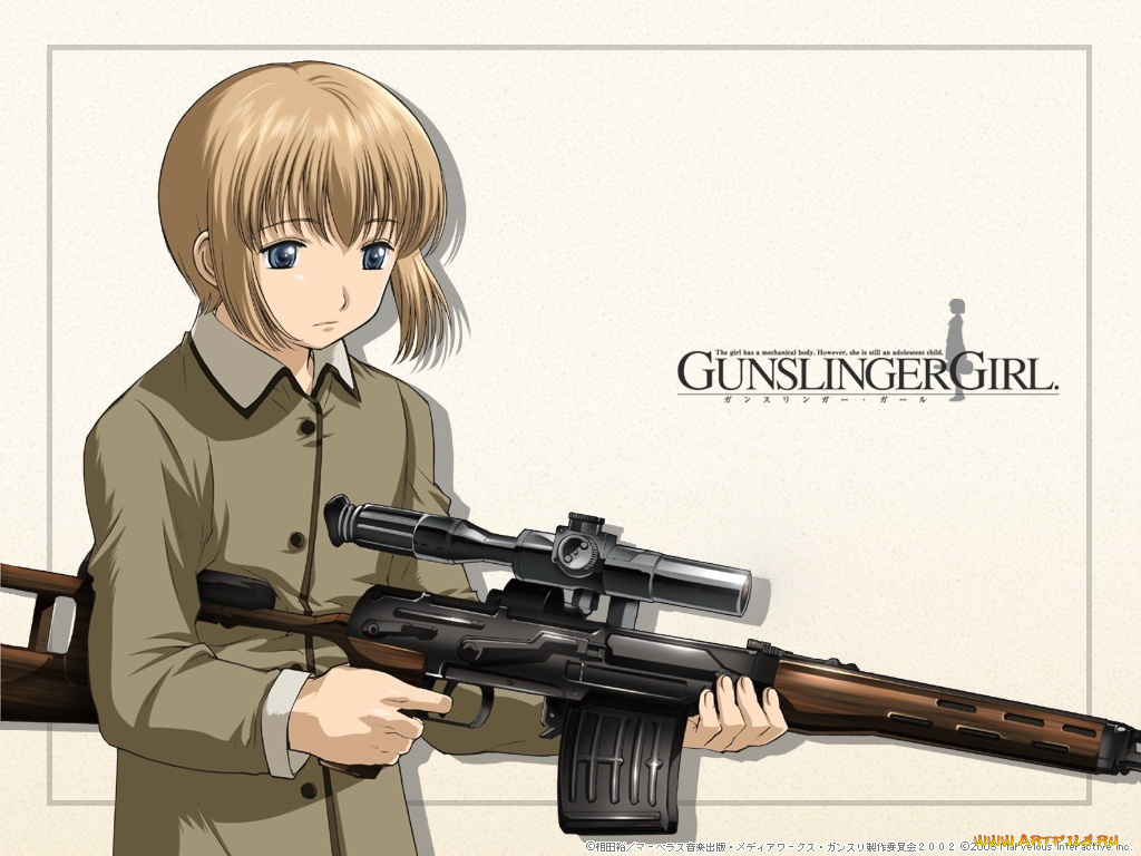 аниме, gun, slinger, girl