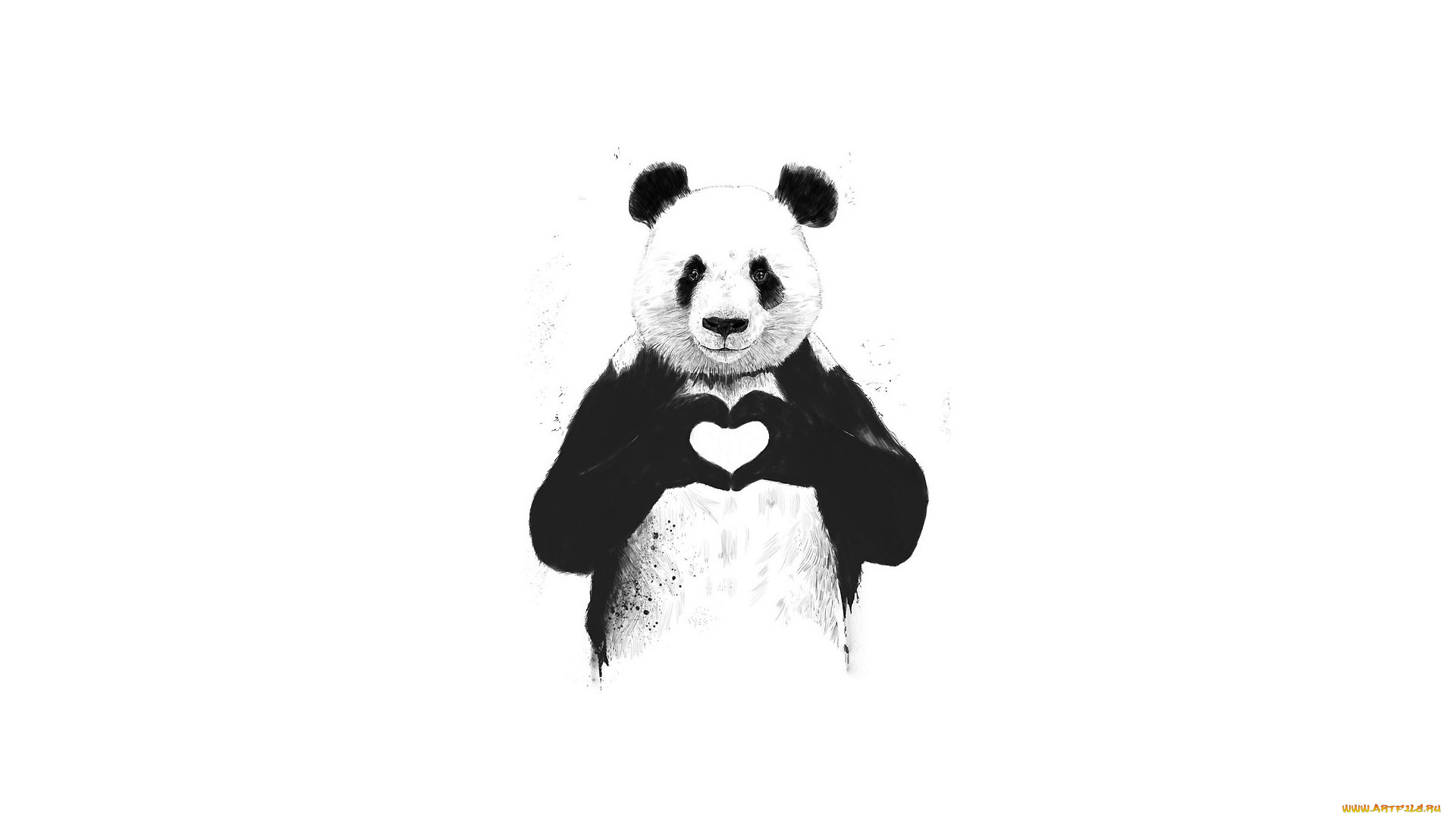 рисованное, животные, , панды, сердце, любовь, панда, animal, panda, love, minimalism, милота, животное