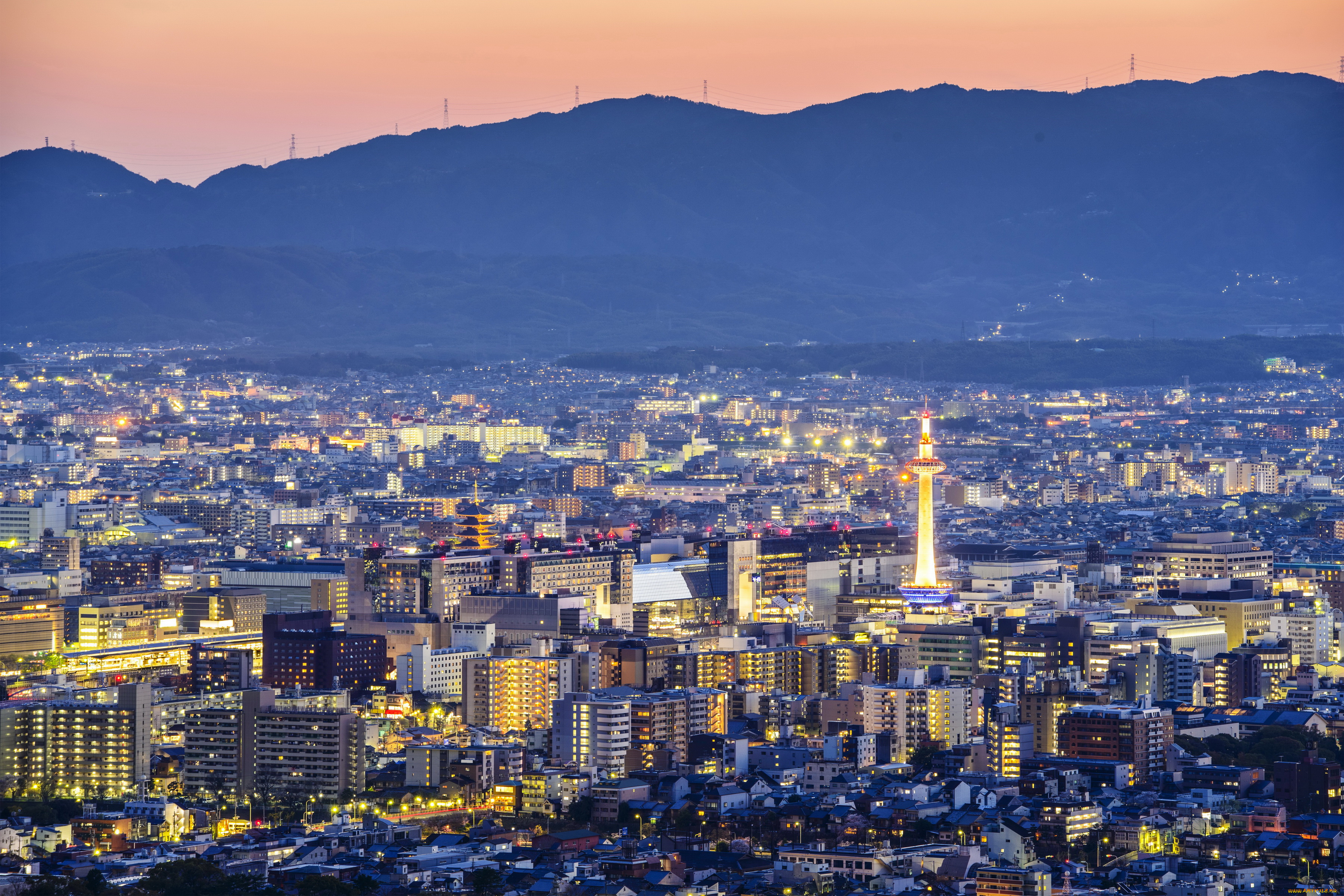 киото, Япония, города, киото, , Япония, киото, мегаполис, панорама, дома