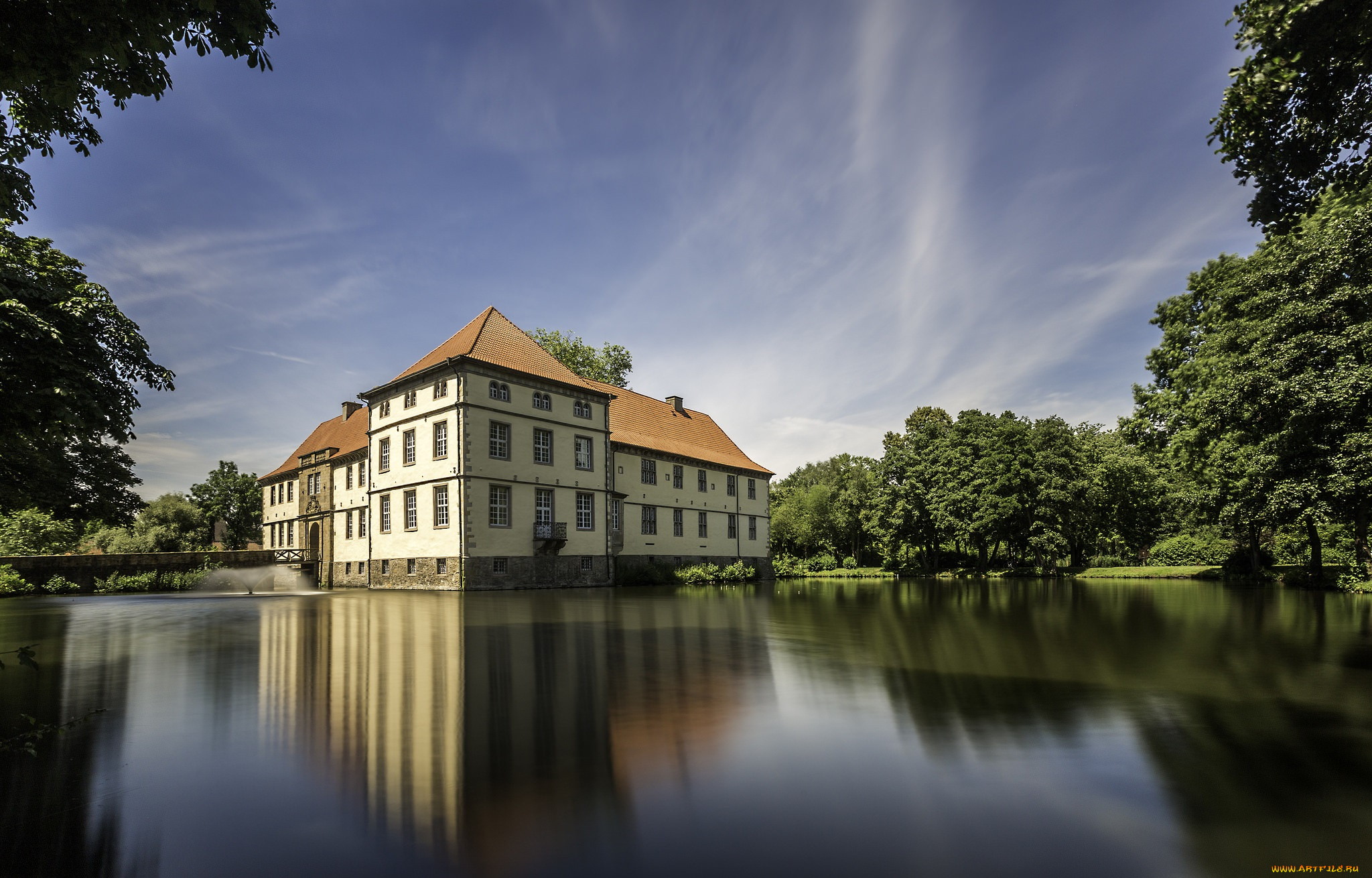 castle, str&, 252, nkede, города, замки, германии, река, лес