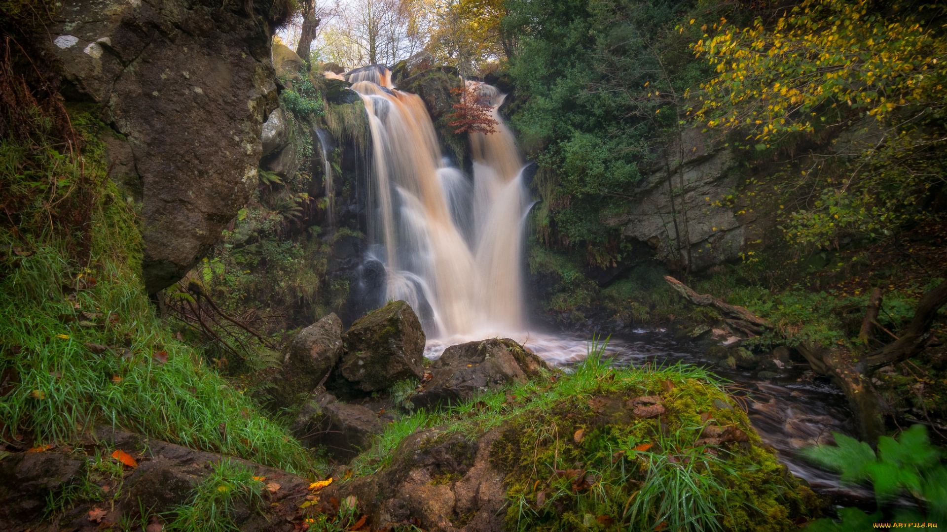 природа, водопады, река, лес