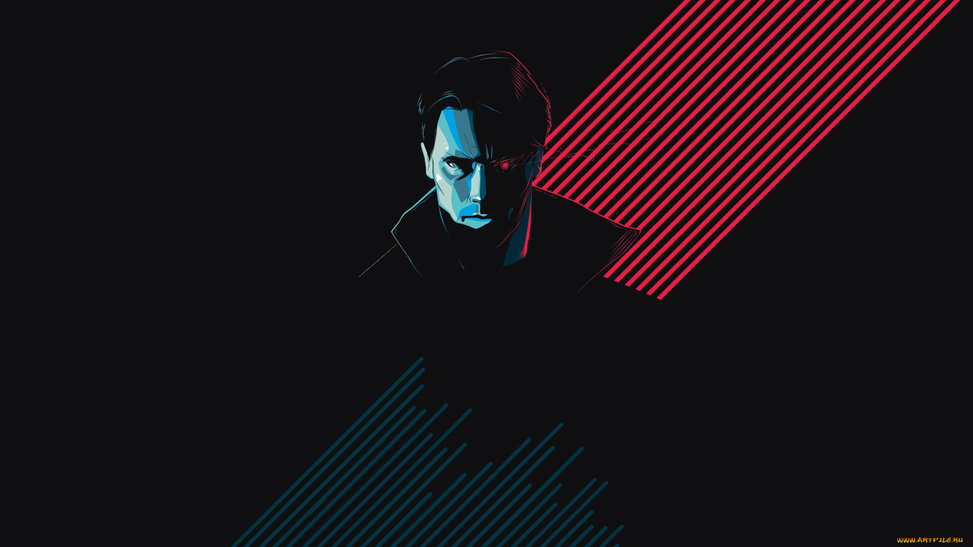 рисованное, кино, art, арт, робот, фон, by, craig, drake, tech, noir, the, terminator, терминатор