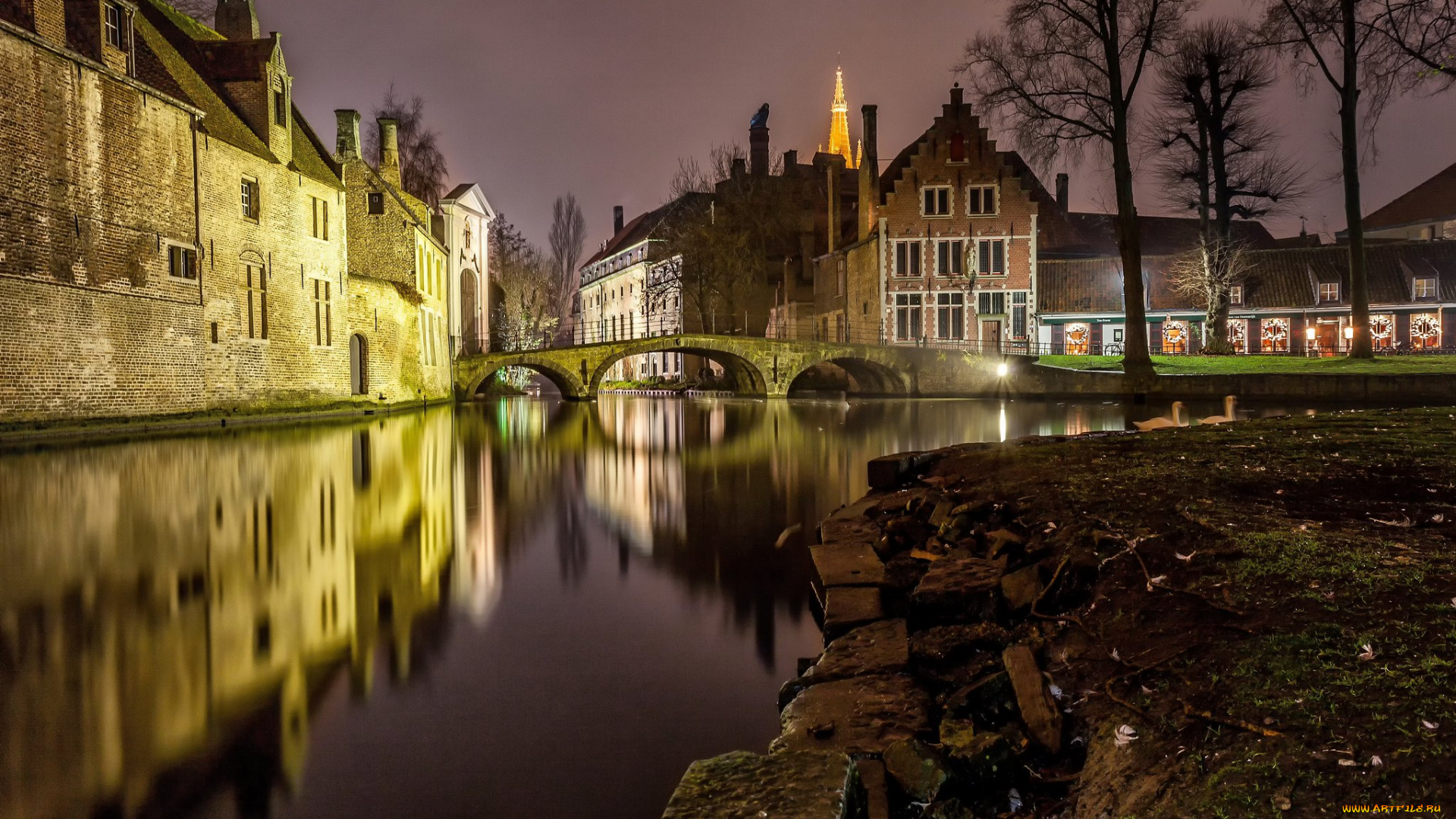 bruges, canal, города, брюгге, , бельгия, простор