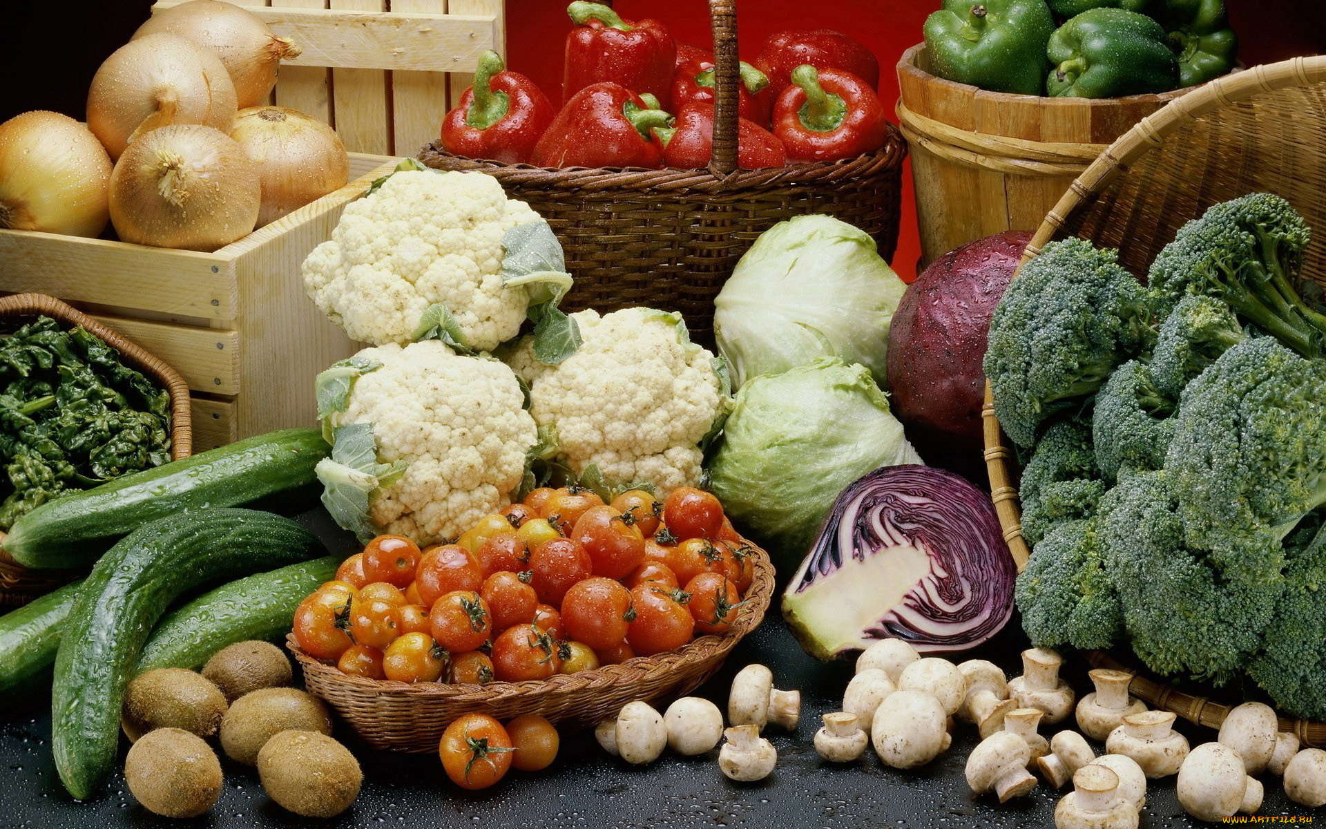 еда, овощи, капуста, лук, брокколи, огурцы, помидоры