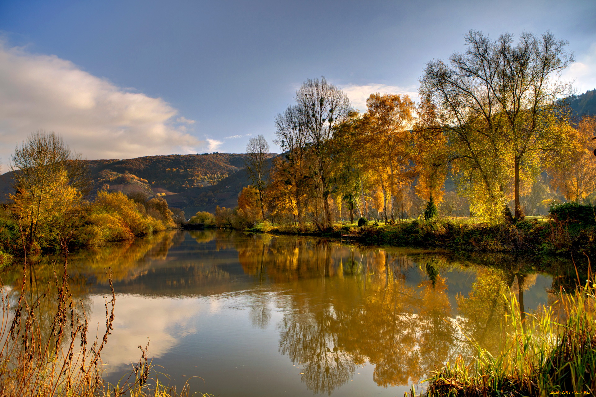 германия, нерен, природа, реки, озера, река, осень