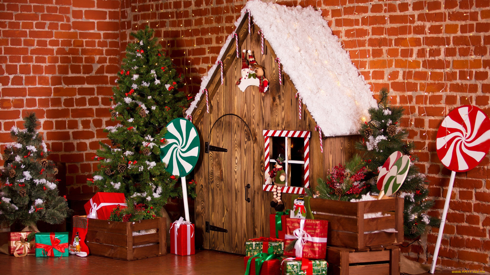 праздничные, -, разное, , новый, год, подарки, домик, елки