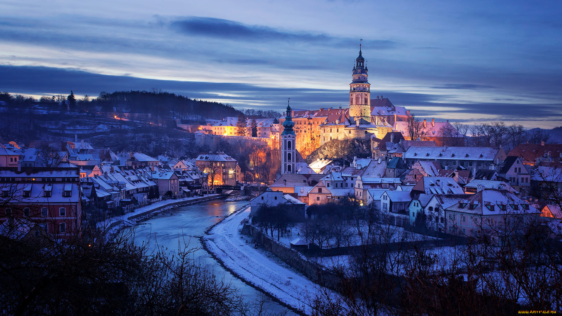 города, чески-крумлов, , чехия, cesky, krumlov, зима, сzech, republic