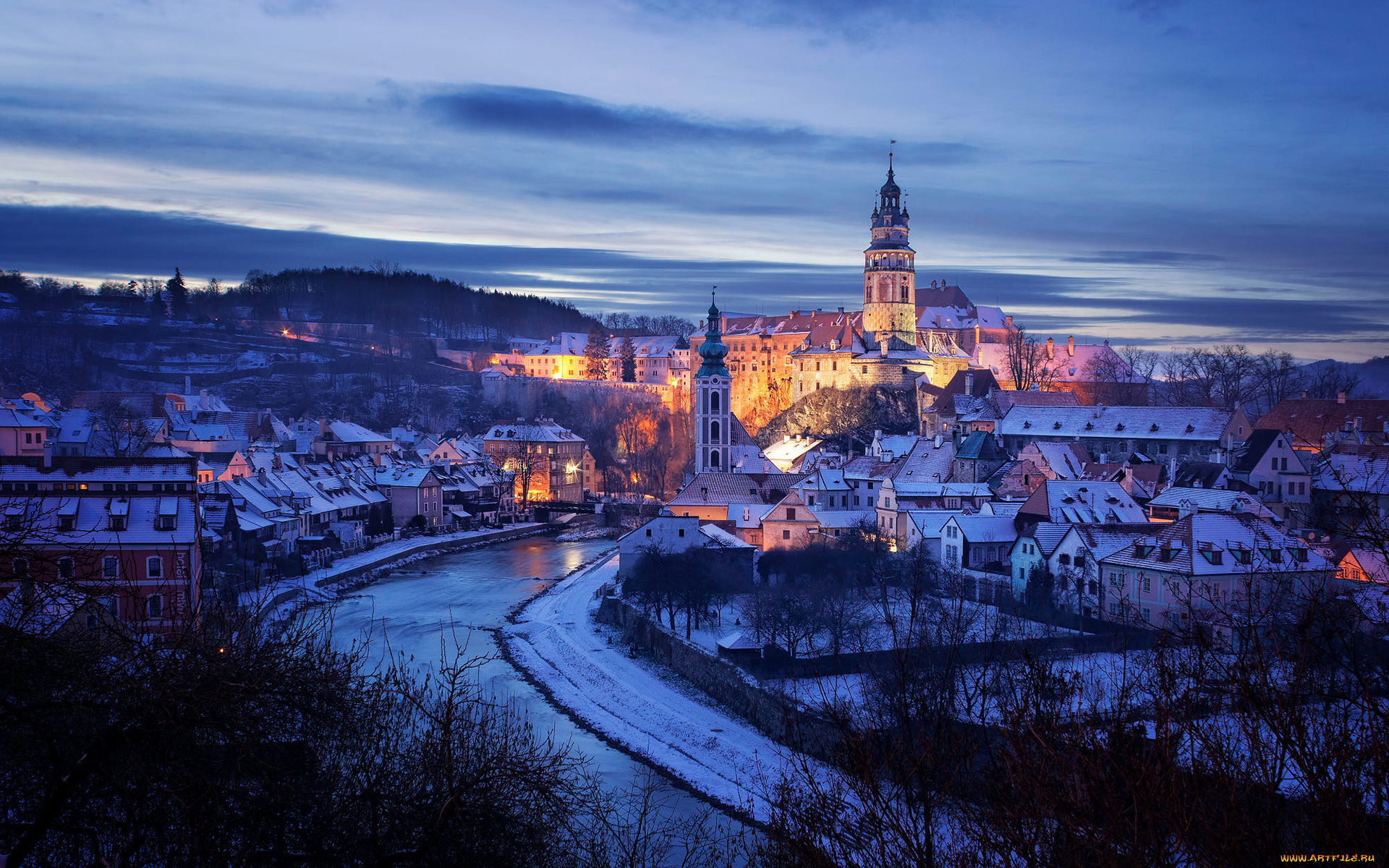 города, чески-крумлов, , чехия, cesky, krumlov, зима, сzech, republic