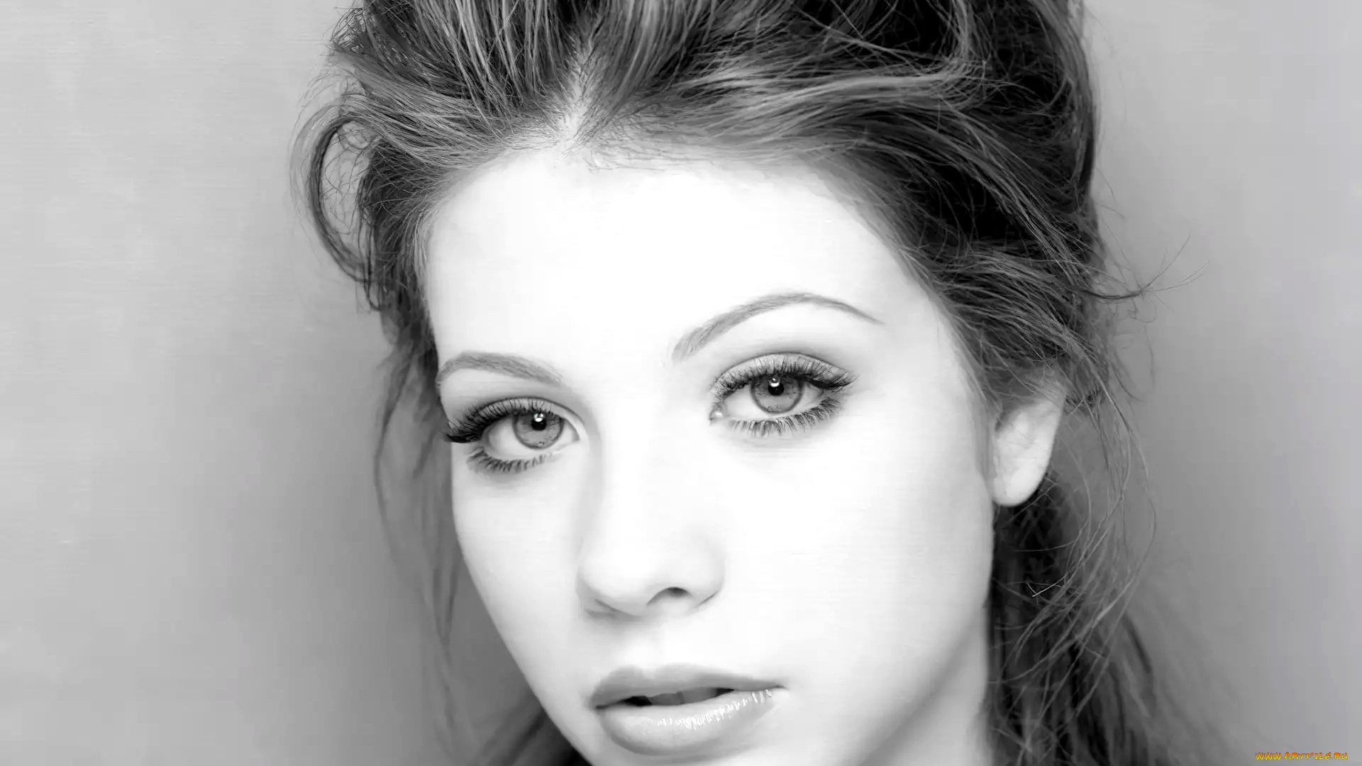 девушки, michelle, trachtenberg, черно-белая, лицо