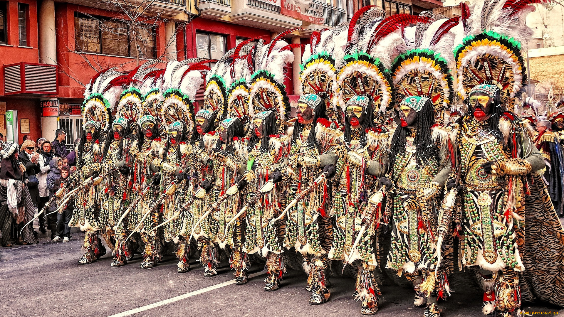 разное, маски, карнавальные, костюмы, много, карнавал, индейцы