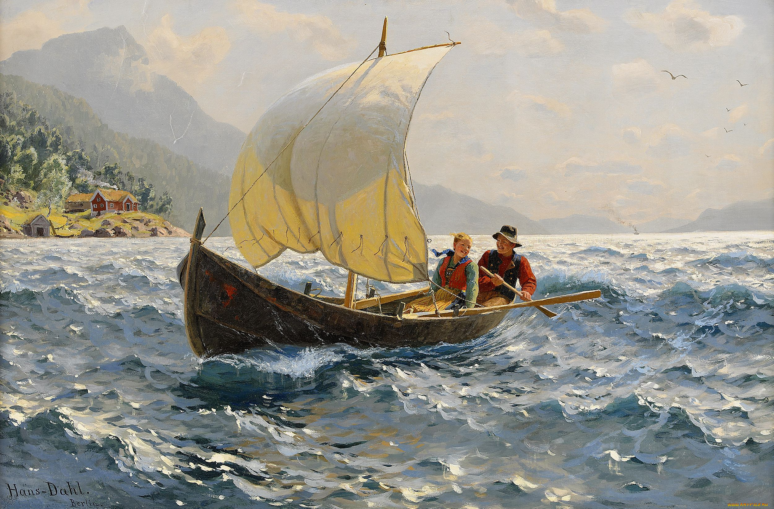 Паруса весел лодочки растения. Ханс даль норвежский художник. Норвежский живописец Ханс даль (1849-1937). Ханс даль художник маринист. Hans Dahl лодка.