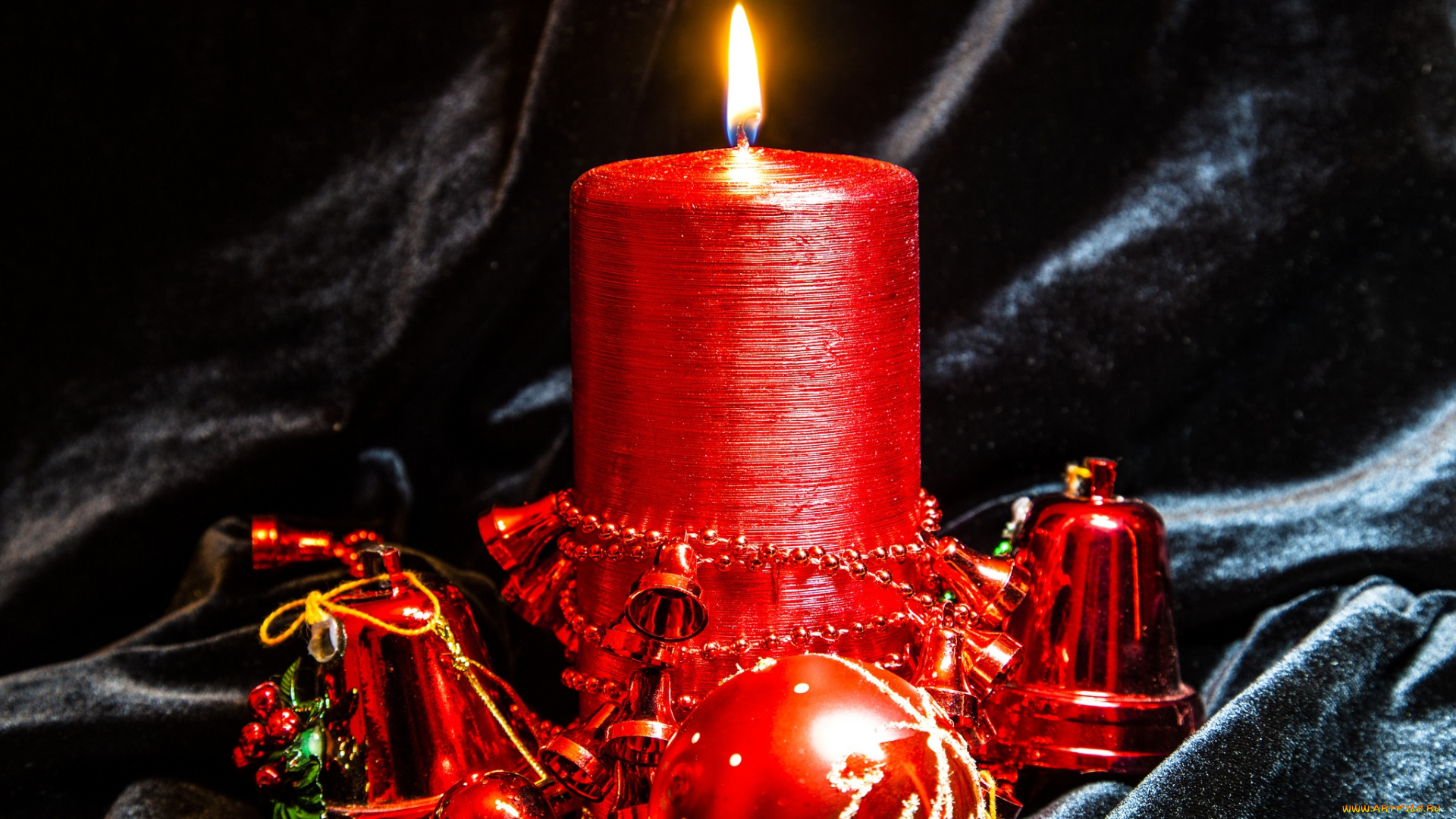 праздничные, новогодние, свечи, декор, пламя, красный