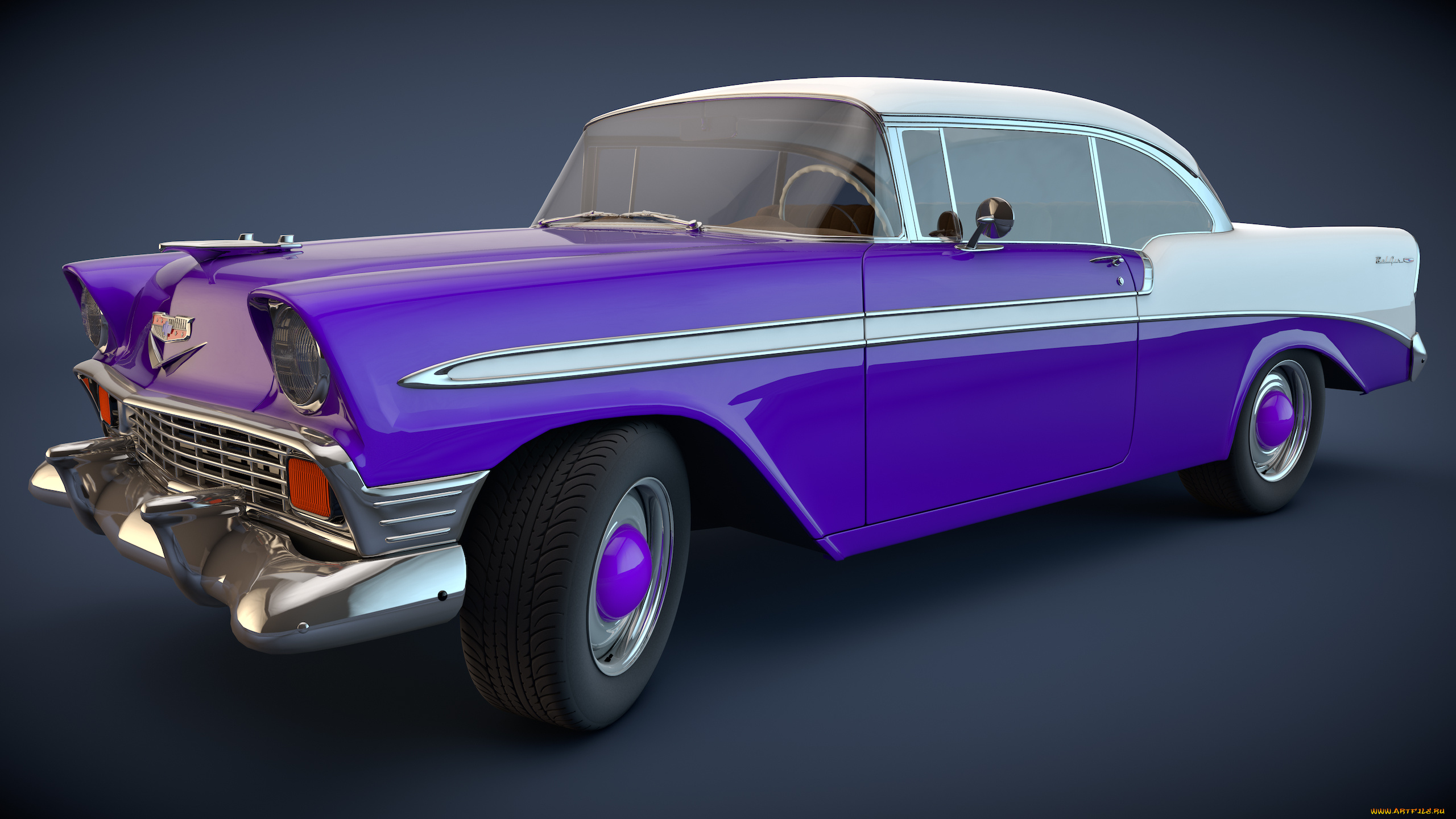 автомобили, 3д, chevrolet, 1956, coupe, air, bel
