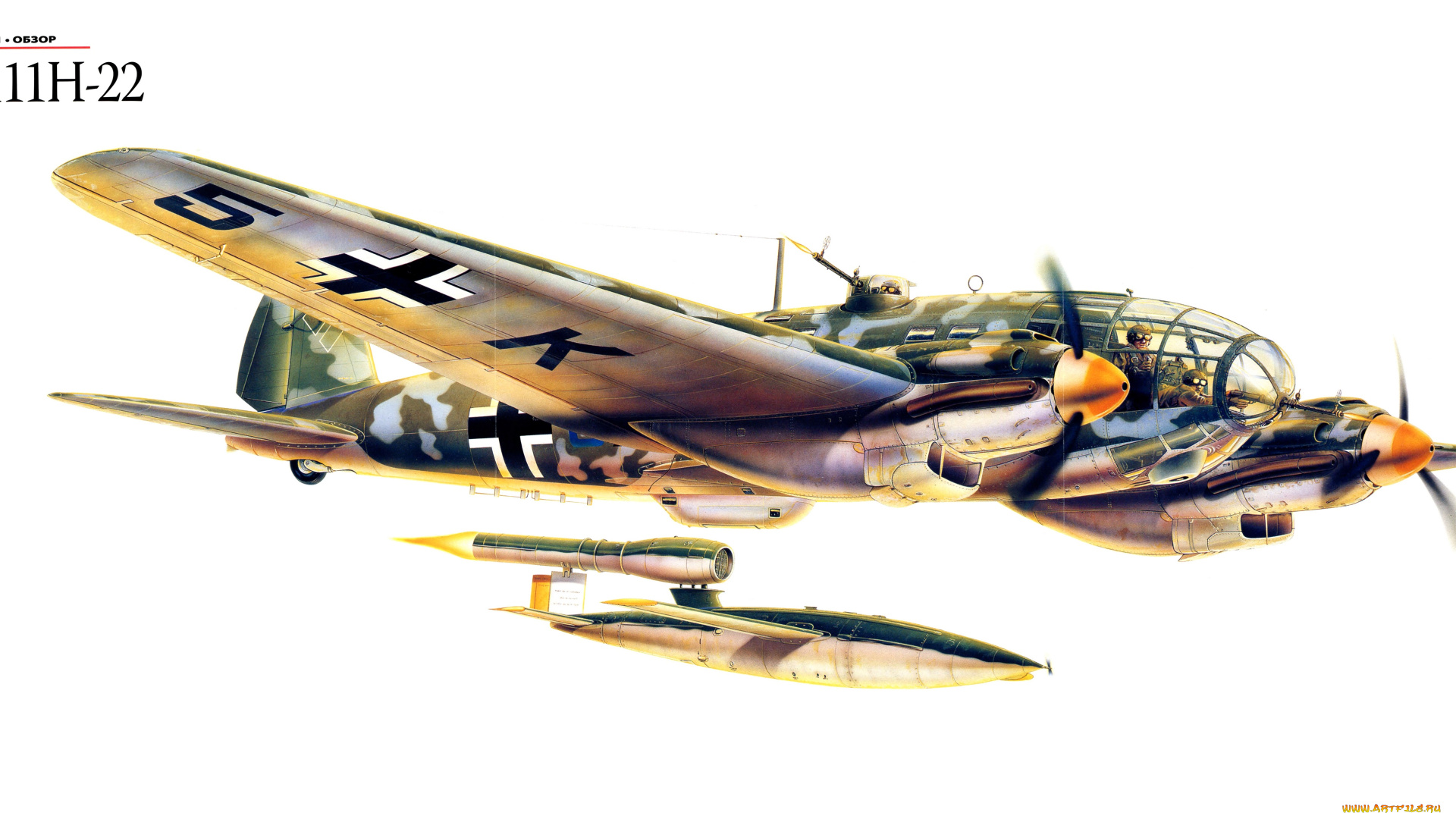 авиация, 3д, рисованые, v-graphic, хейнкель, бомбардировщик, he, 111, heinkel