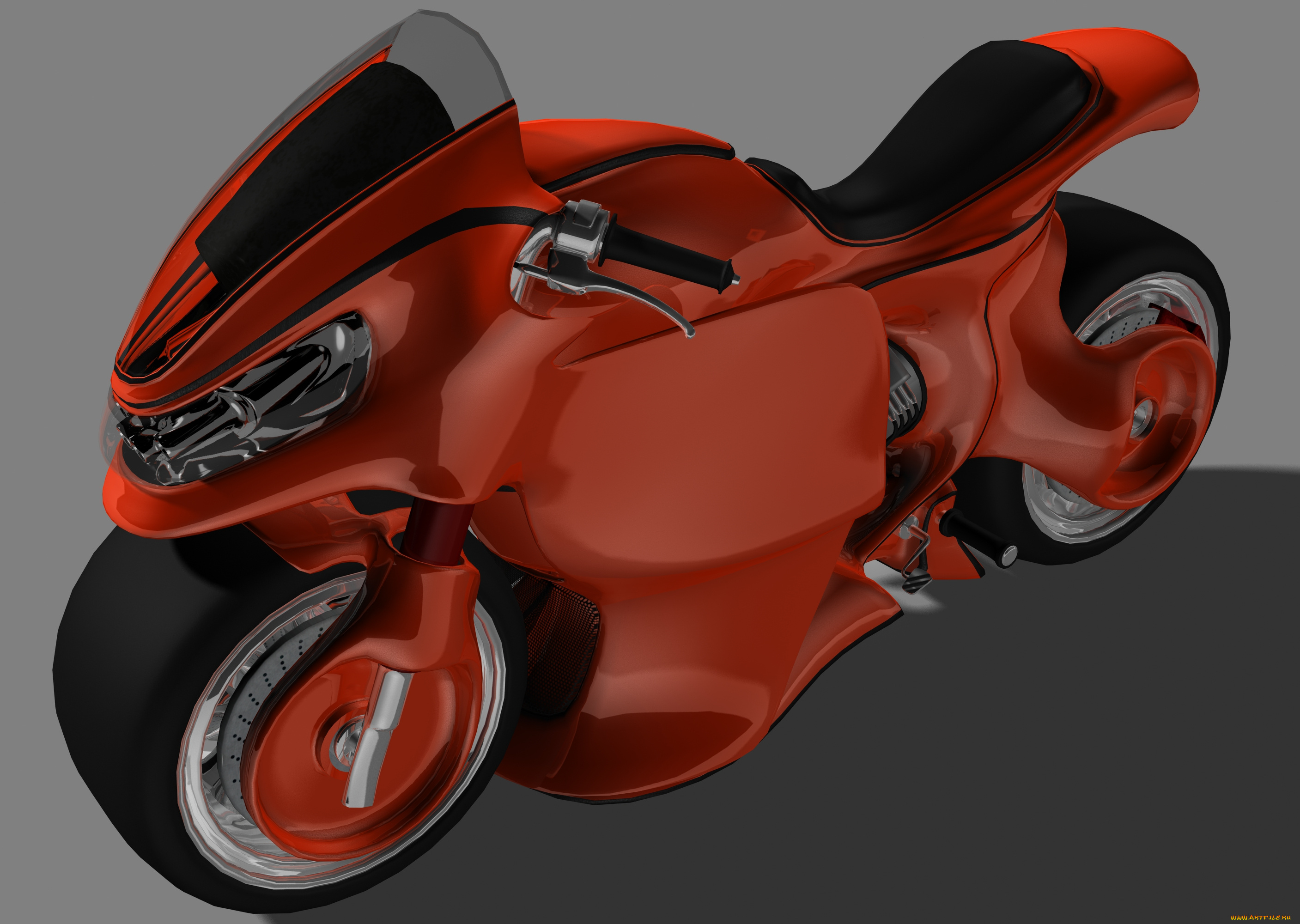 мотоциклы, 3d, фон, мотоцикл, красный