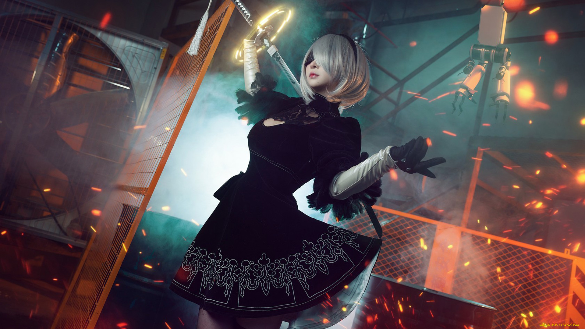 девушки, -, креатив, , косплей, automata, nier