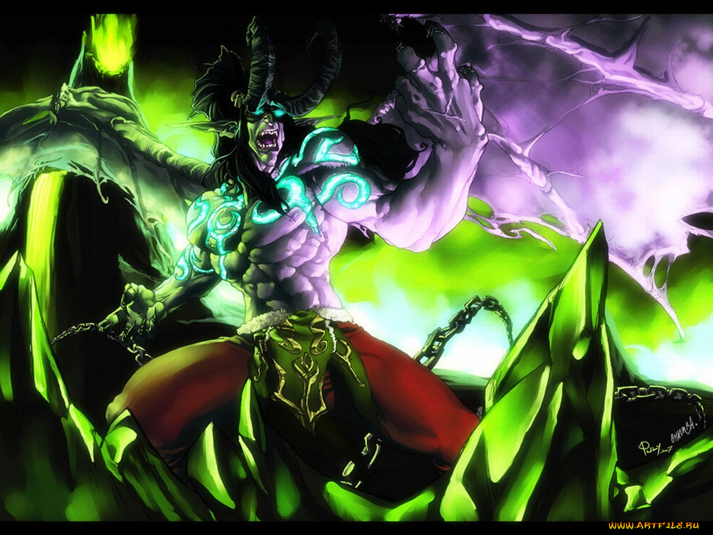 chamba, illidan, stormrage, by, pulyx, фэнтези, демоны