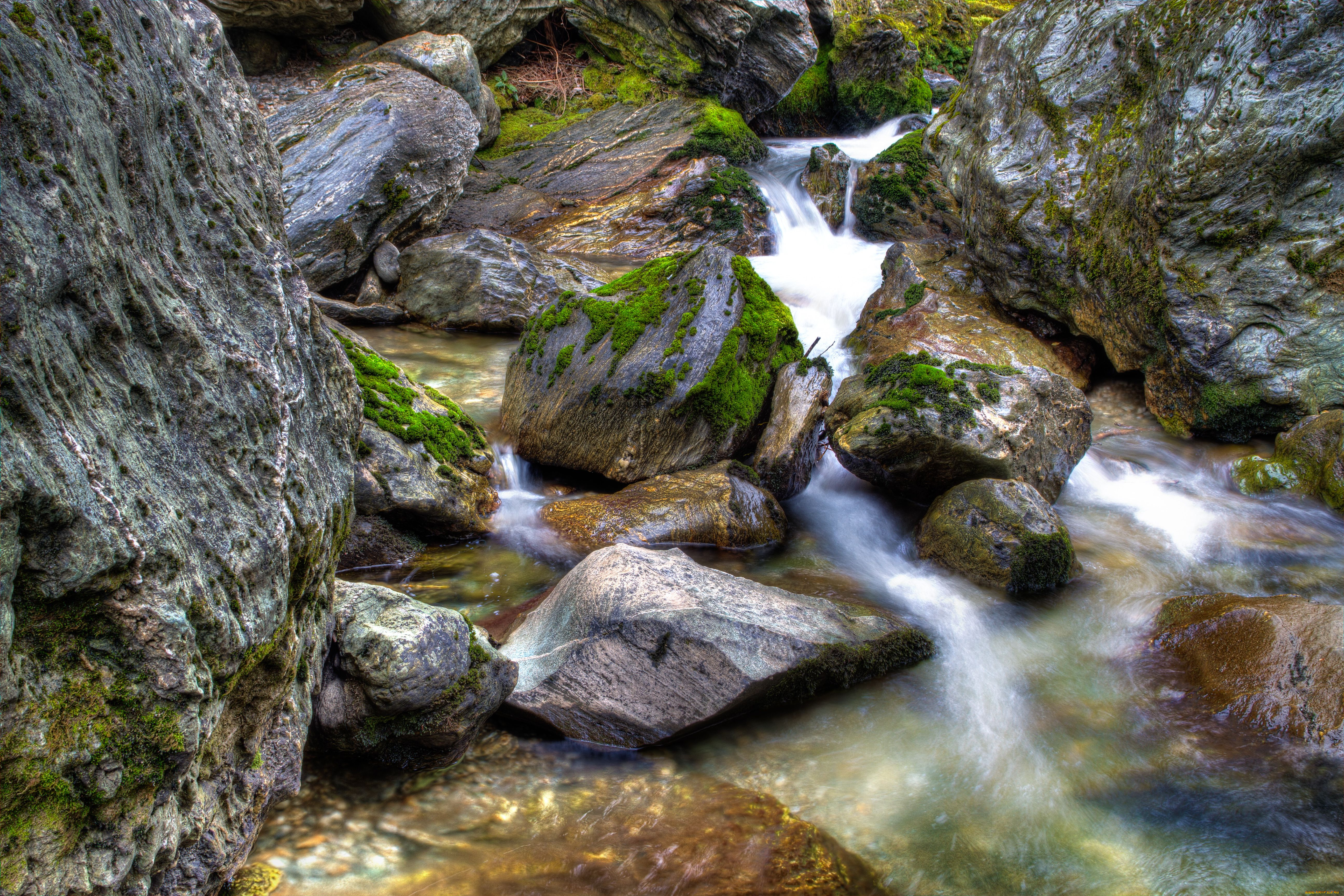 природа, реки, озера, ручей, вода, камни