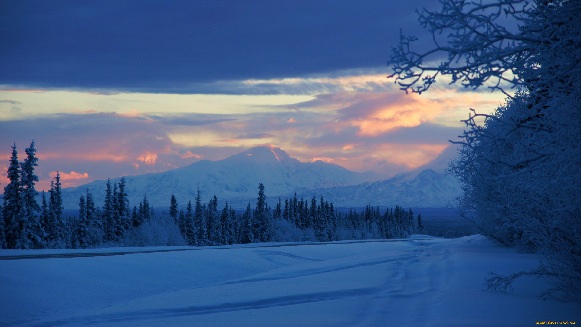 alaska, природа, зима, аляска, снег, утро, пейзаж