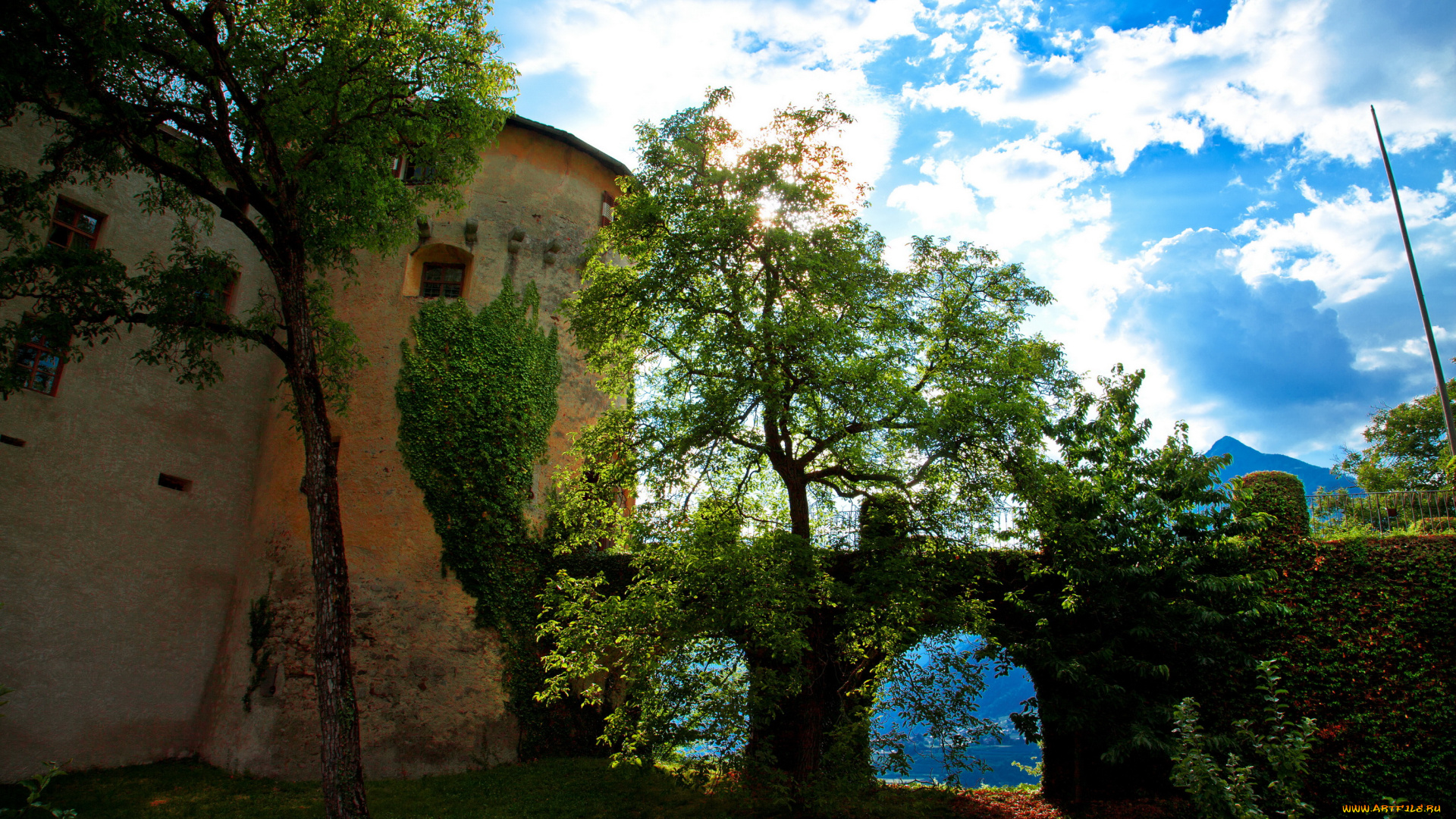 castle, schenna, италия, города, -, дворцы, , замки, , крепости, деревья, замок, италия, schenna, castle, трава