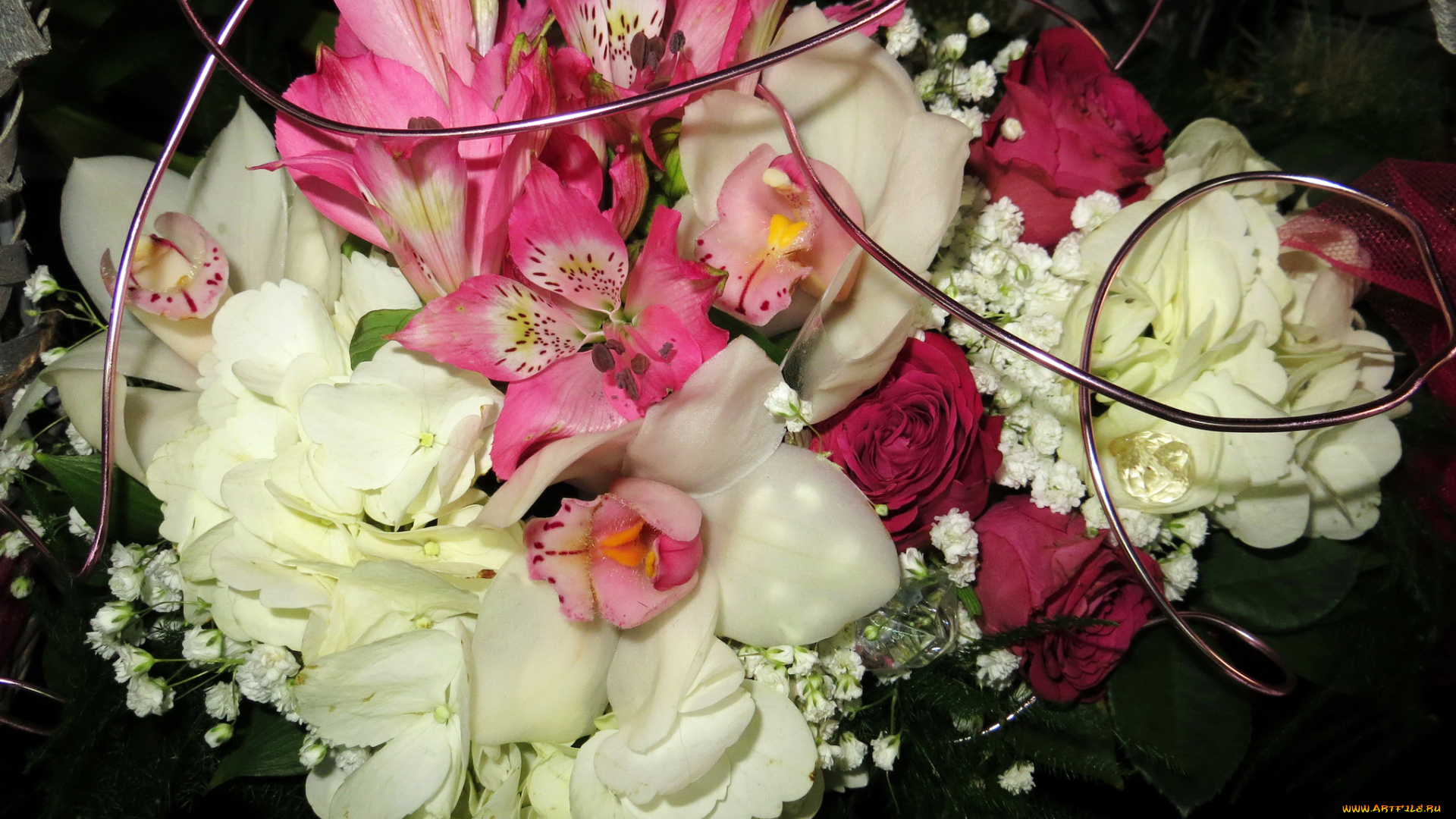 цветы, букеты, , композиции, букет, гортензии, орхидеи, розы, альстрёмерия
