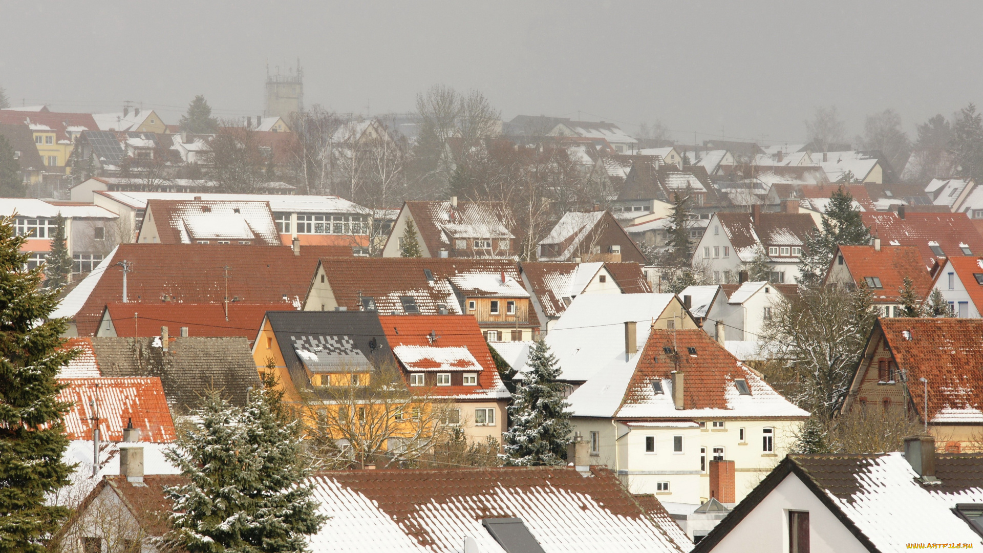 renningen, германия, города, -, здания, , дома, снег, зима, дома, renningen, германия