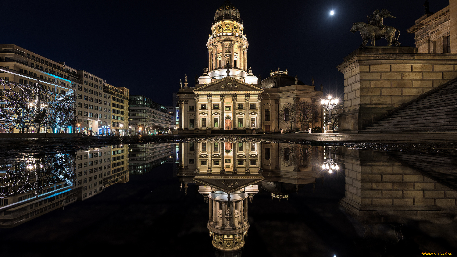 berlin, города, берлин, , германия, площадь, ночь