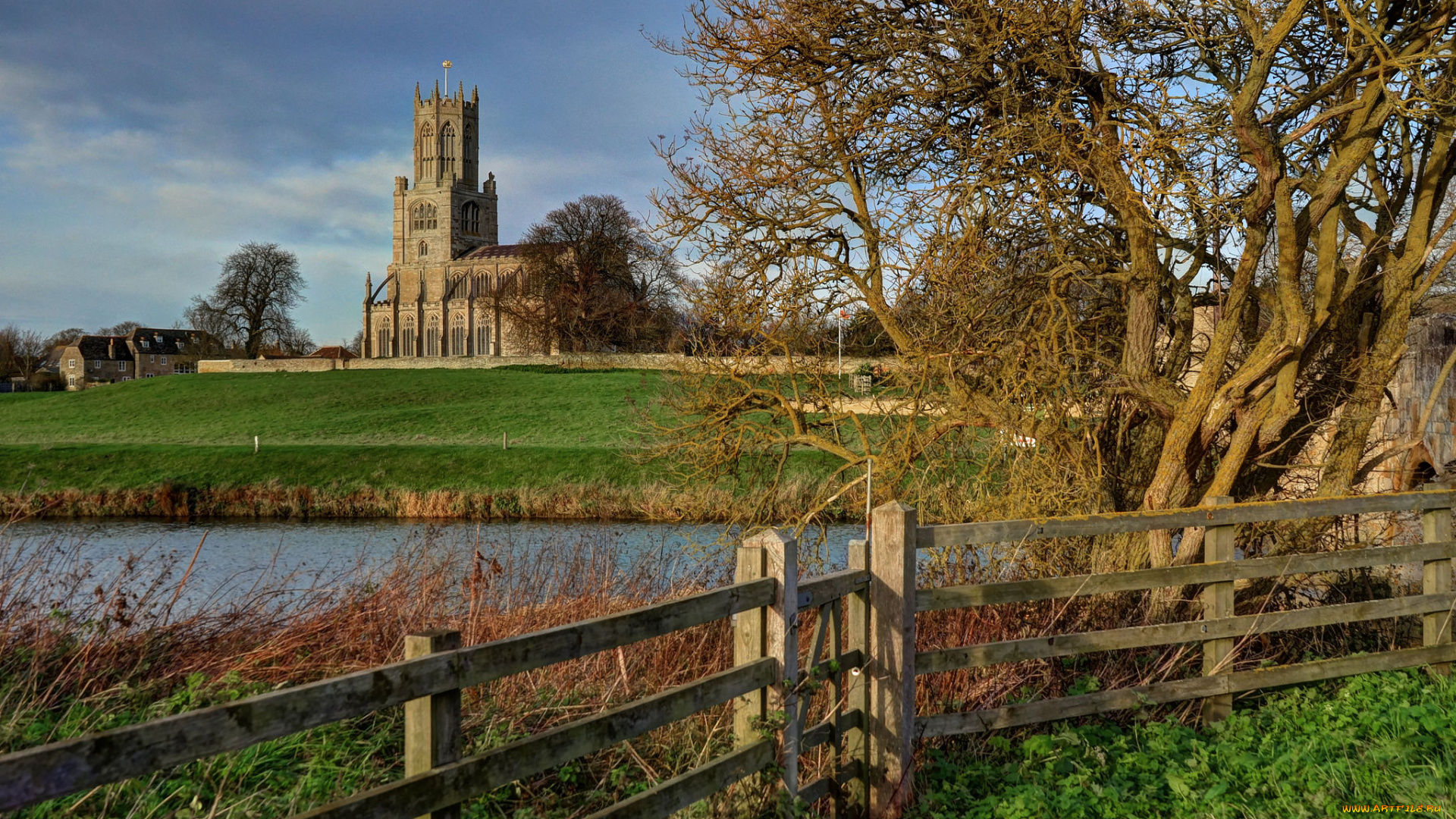 fotheringhay, church, города, -, католические, соборы, , костелы, , аббатства, собор, река